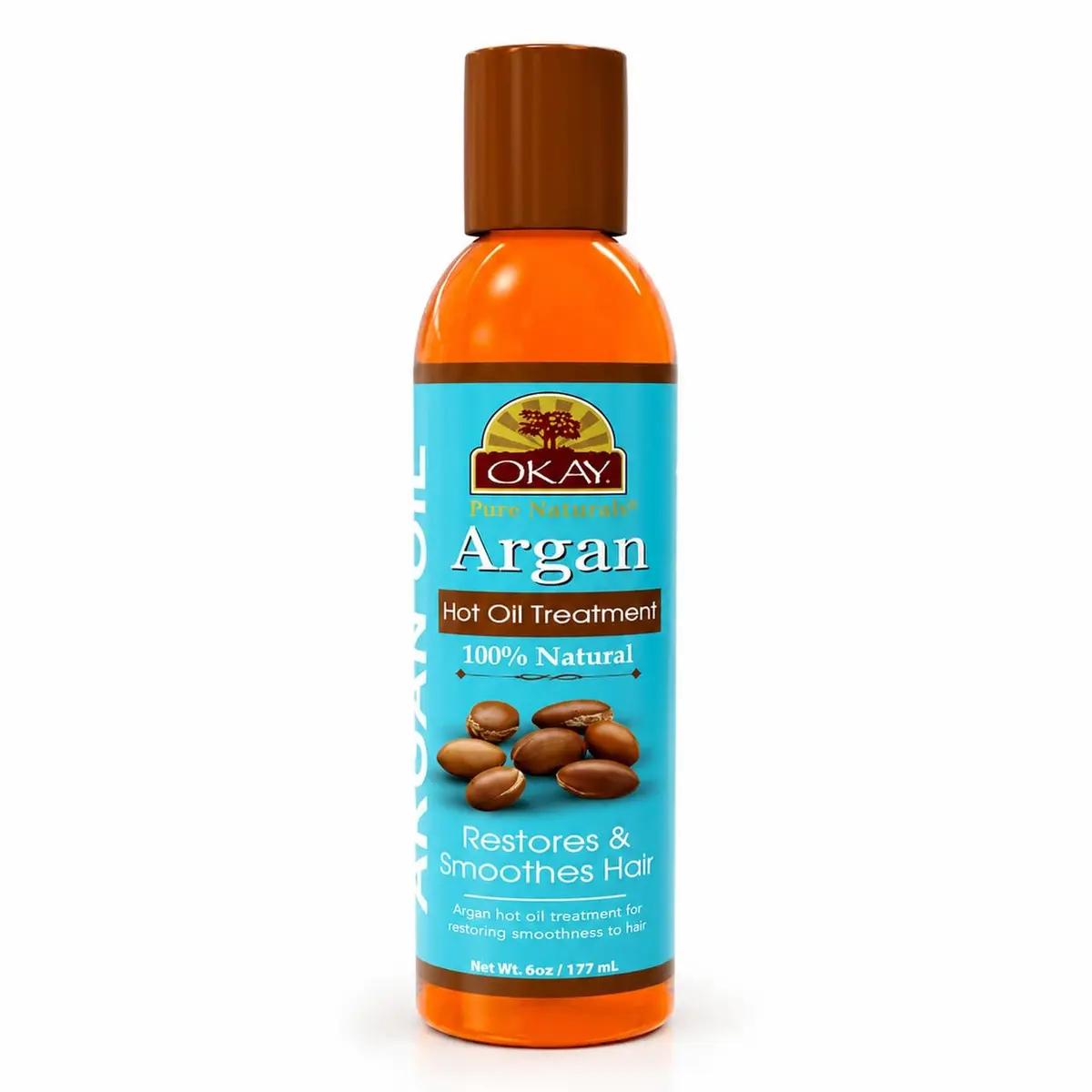 OKAY 100% Natural Argan Hot Oil Hair Treatment - 6 oz | Nourishes & Restores Damaged Hair - main product image