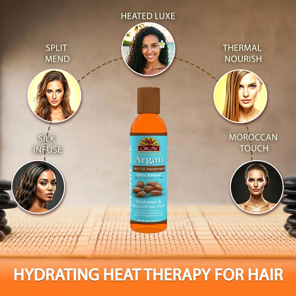 OKAY 100% Natural Argan Hot Oil Hair Treatment - 6 oz | Nourishes & Restores Damaged Hair - view 4