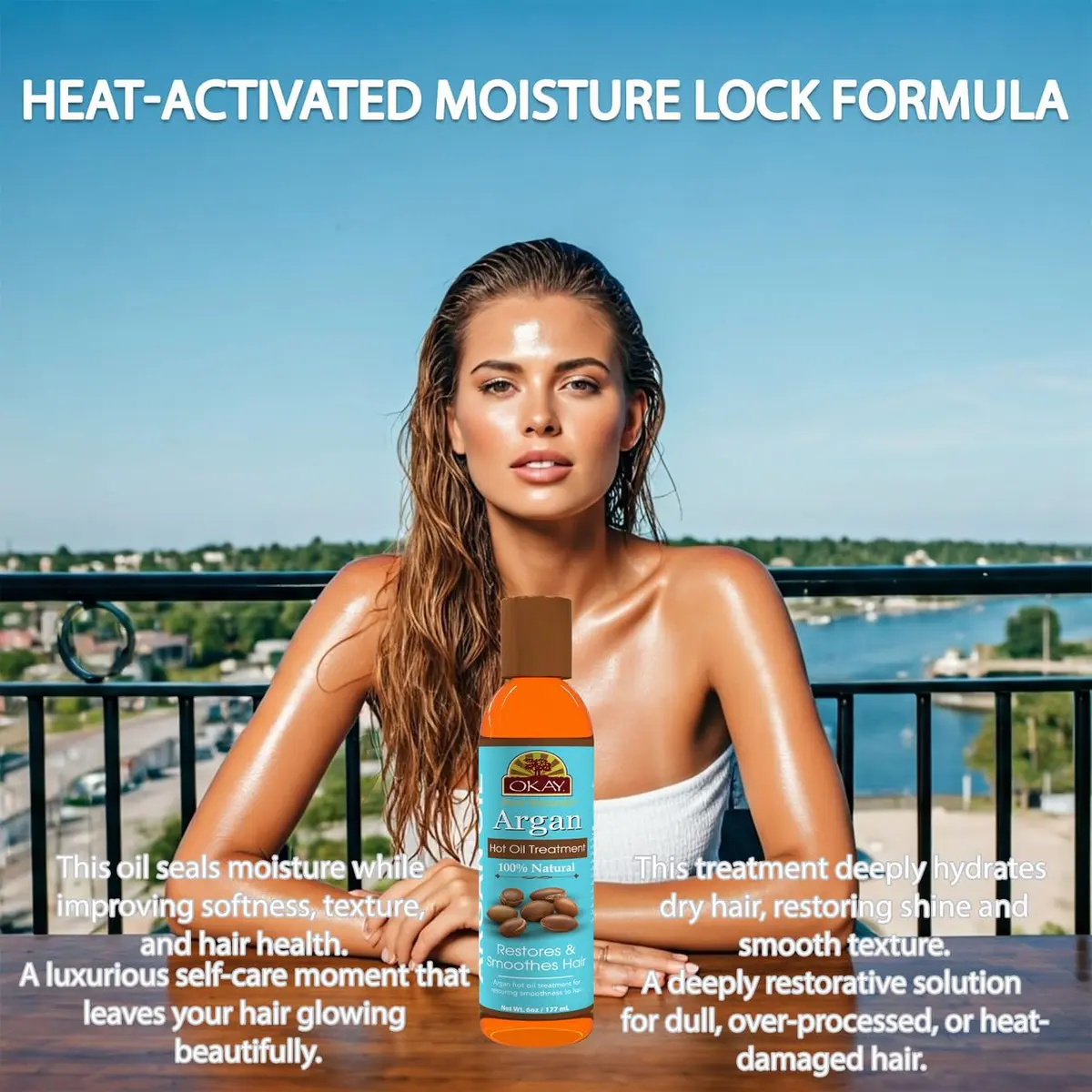 OKAY 100% Natural Argan Hot Oil Hair Treatment - 6 oz | Nourishes & Restores Damaged Hair - view 5