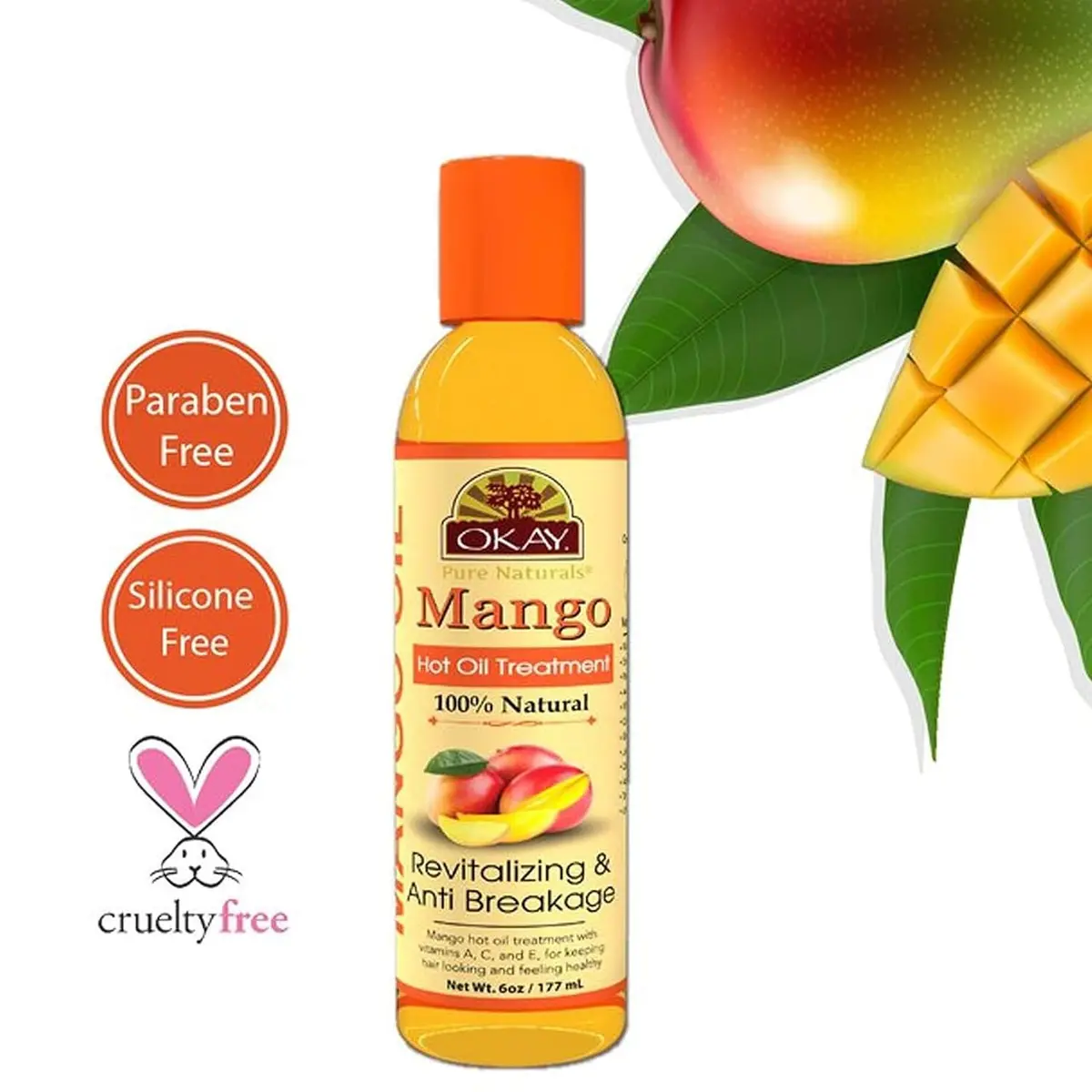 OKAY Mango Hot Oil Treatment 5.98 Fl Oz | Moisturizes & Prevents Breakage, Silicone & Paraben Free, Made in USA - view 4
