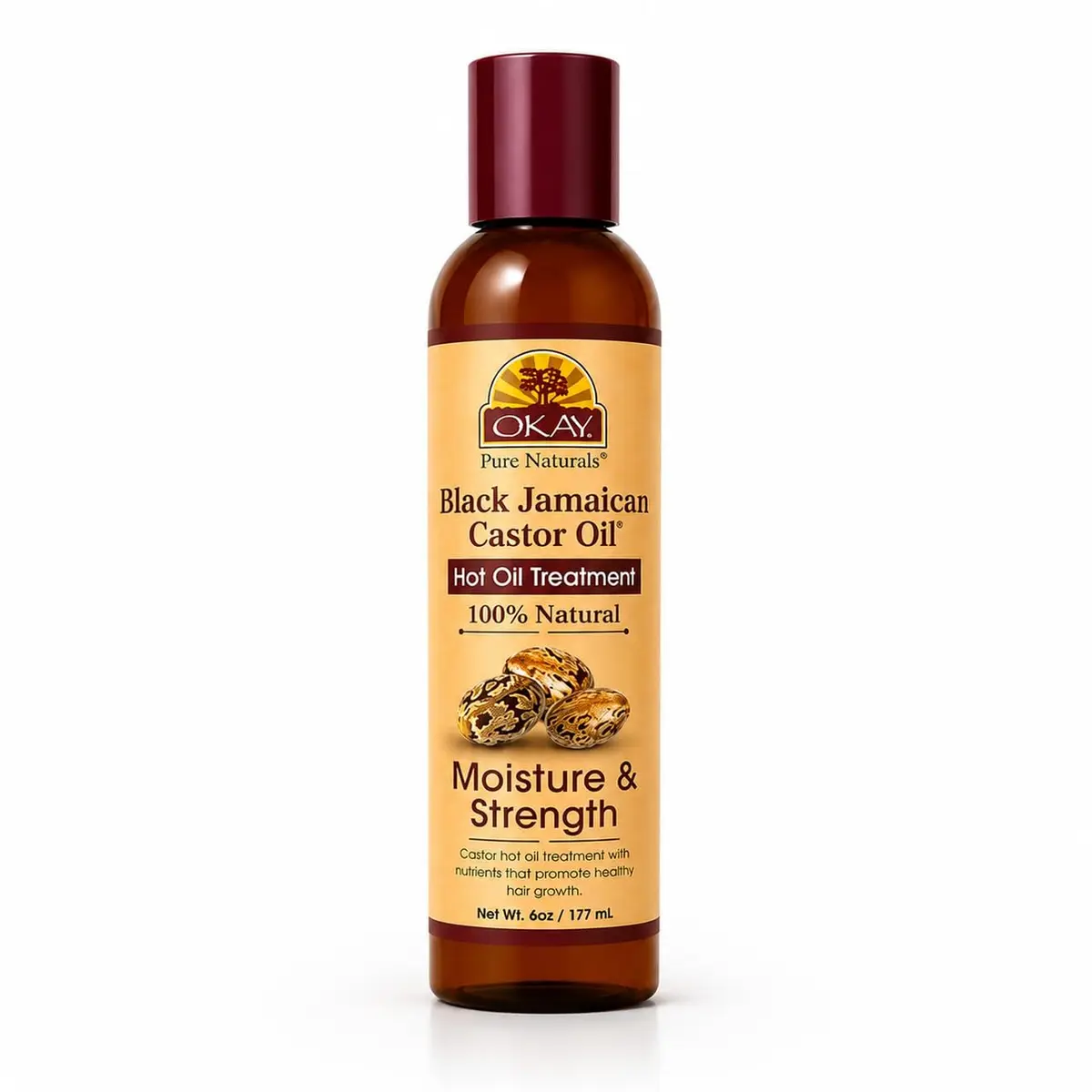 OKAY 100% Natural Black Jamaican Castor Hot Oil Hair Treatment 6 oz | Nourishes Damaged Hair & Promotes Growth - main product image