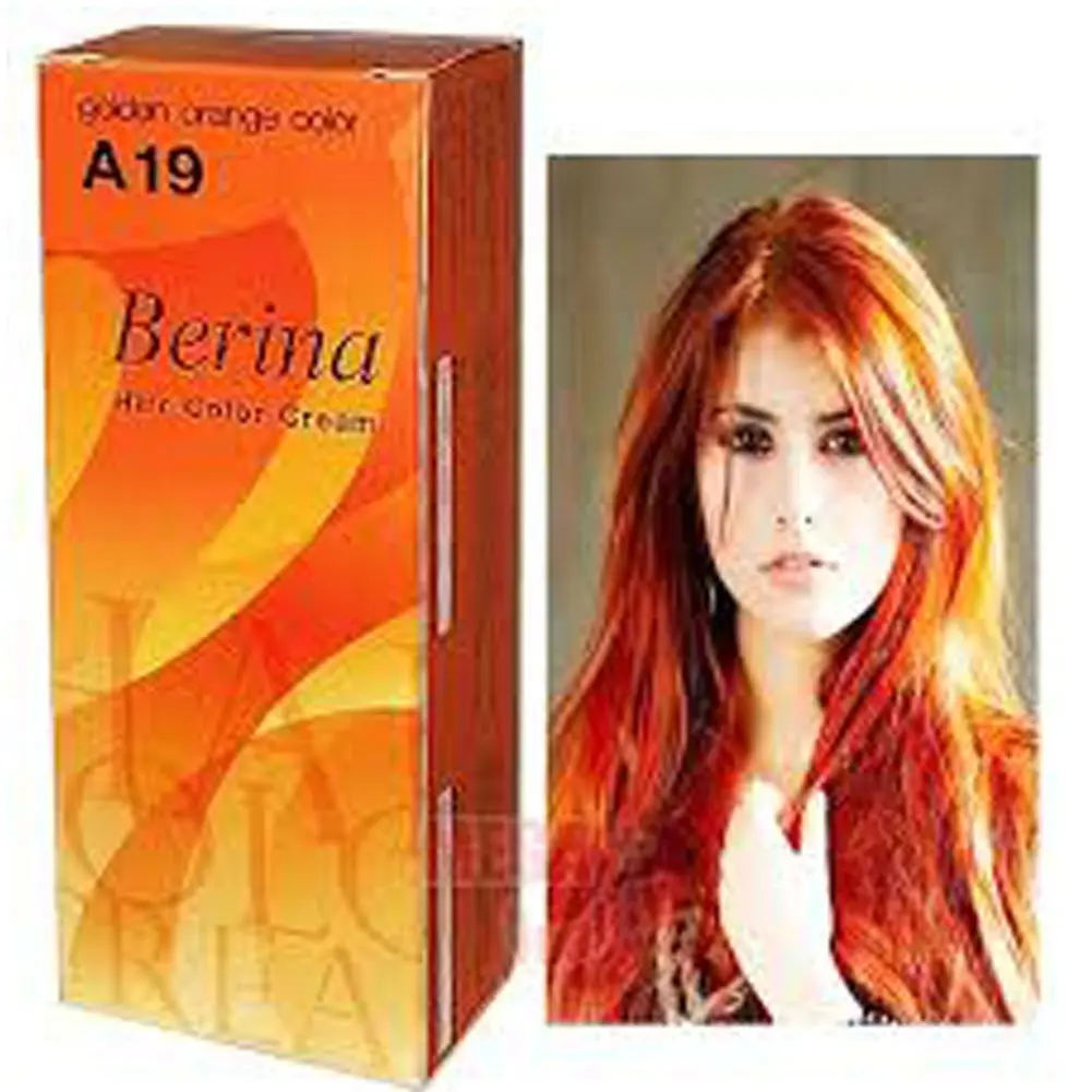 Berina Permanent Hair Dye Color Cream # A19 Golden Orange 1 Count | Long-Lasting Vibrant Shade with Easy Application - main product image