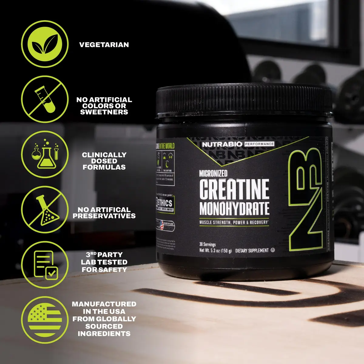 NutraBio Pure Micronized Creatine Monohydrate Powder Supplement, Unflavored (150 g) | Supports Muscle Energy & Recovery - view 7