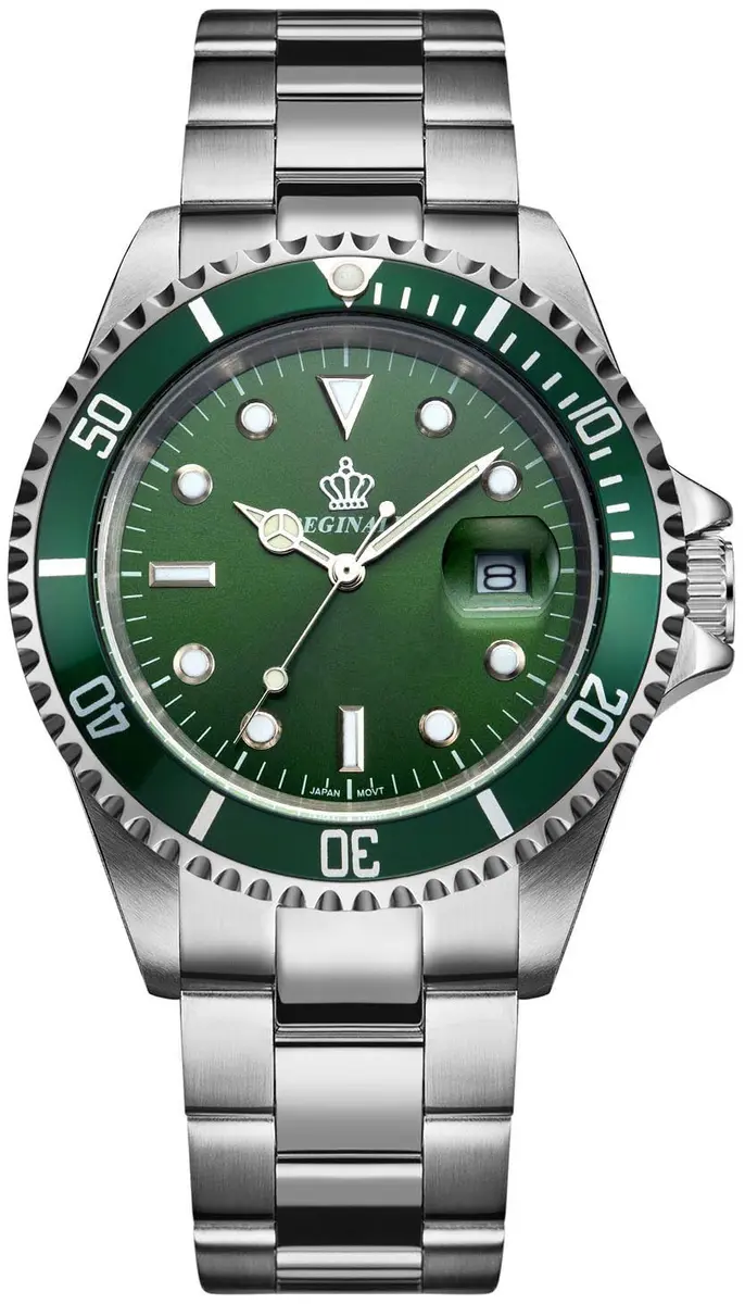 FANMIS Men's Quartz Watch 40mm Green Rotatable Bezel | Luminous Hands, Stainless Steel - main product image