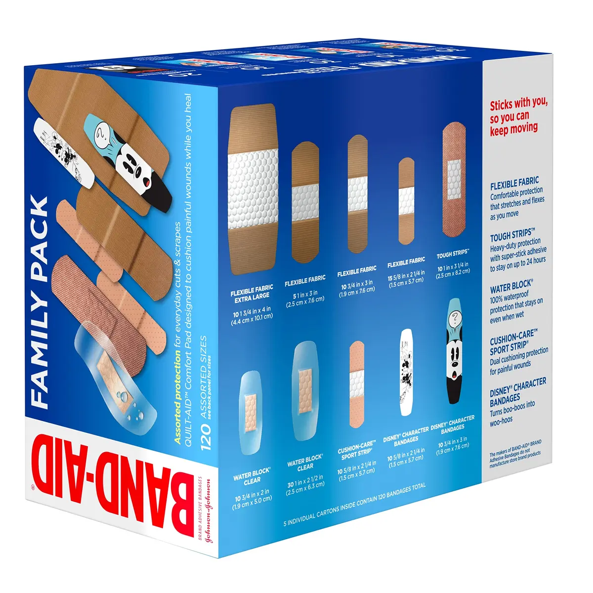 Band-Aid Adhesive Bandage Family Variety Pack 120 ct | Waterproof, Flexible & Disney Kids - view 8