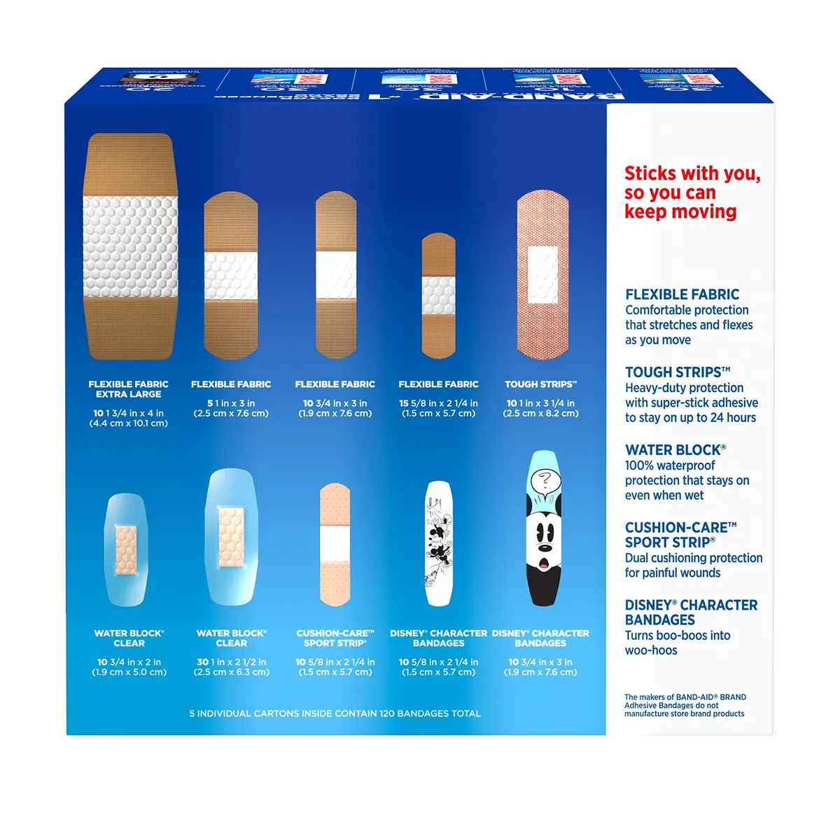 Band-Aid Adhesive Bandage Family Variety Pack 120 ct | Waterproof, Flexible & Disney Kids - view 3