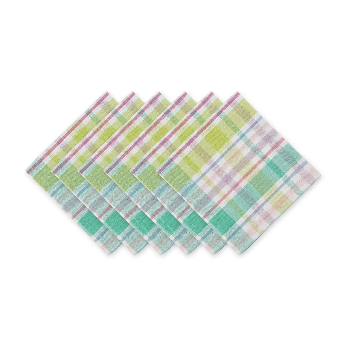 DII Cotton Plaid Napkin Set 20x20 in Spring Time | Machine Washable, 6 Count - main product image