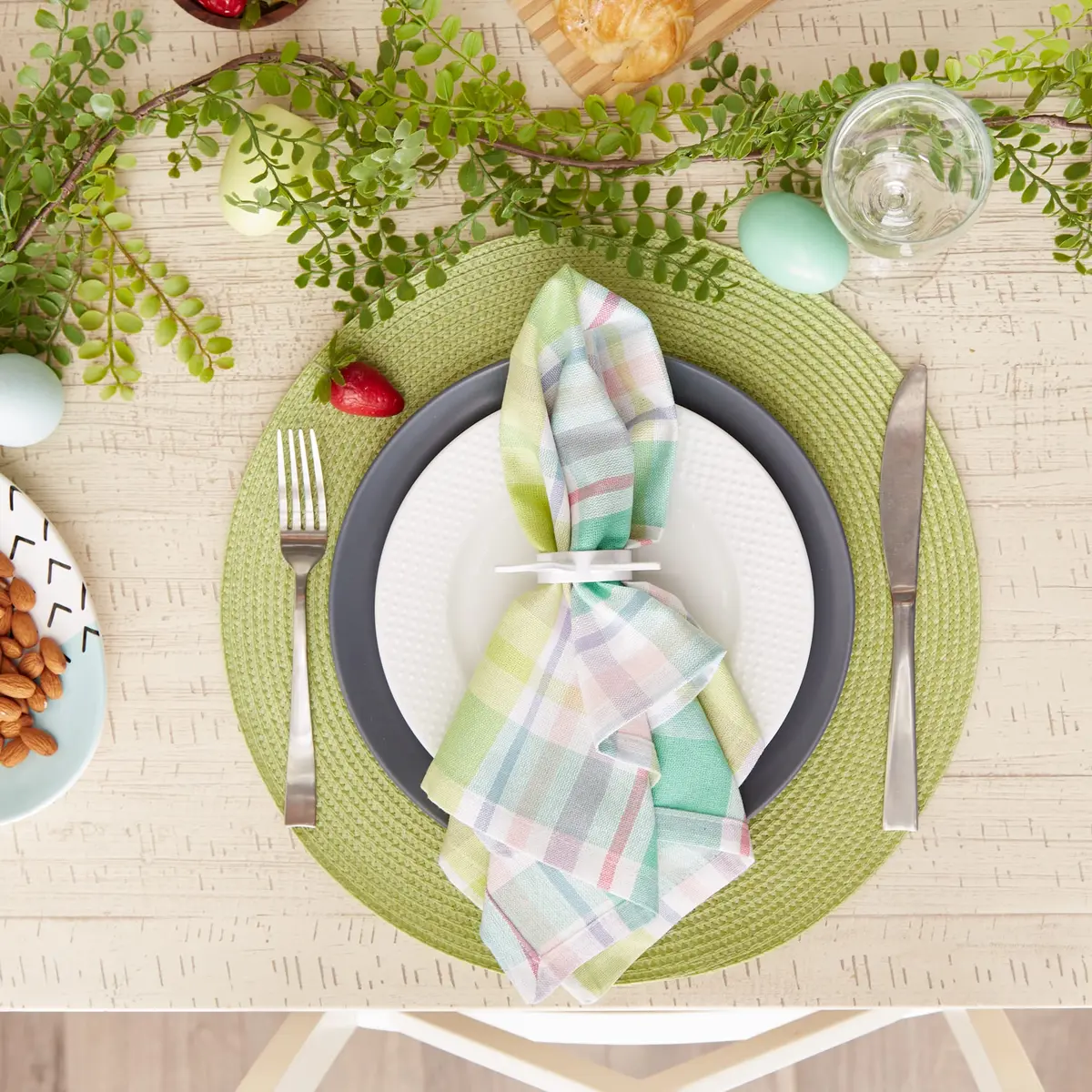 DII Cotton Plaid Napkin Set 20x20 in Spring Time | Machine Washable, 6 Count - view 5