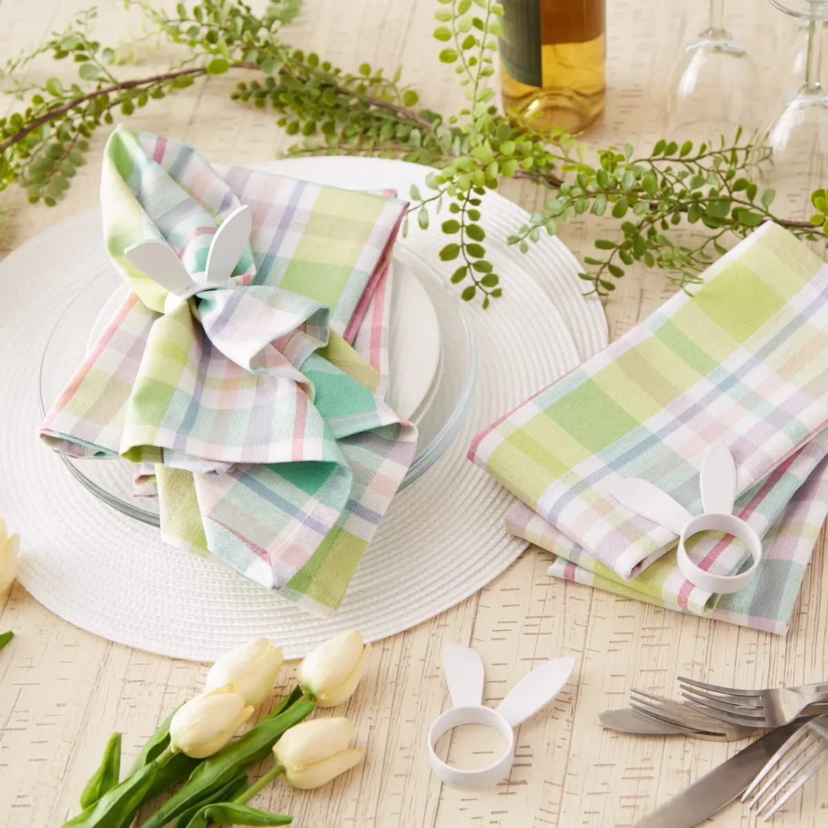 DII Cotton Plaid Napkin Set 20x20 in Spring Time | Machine Washable, 6 Count - view 6