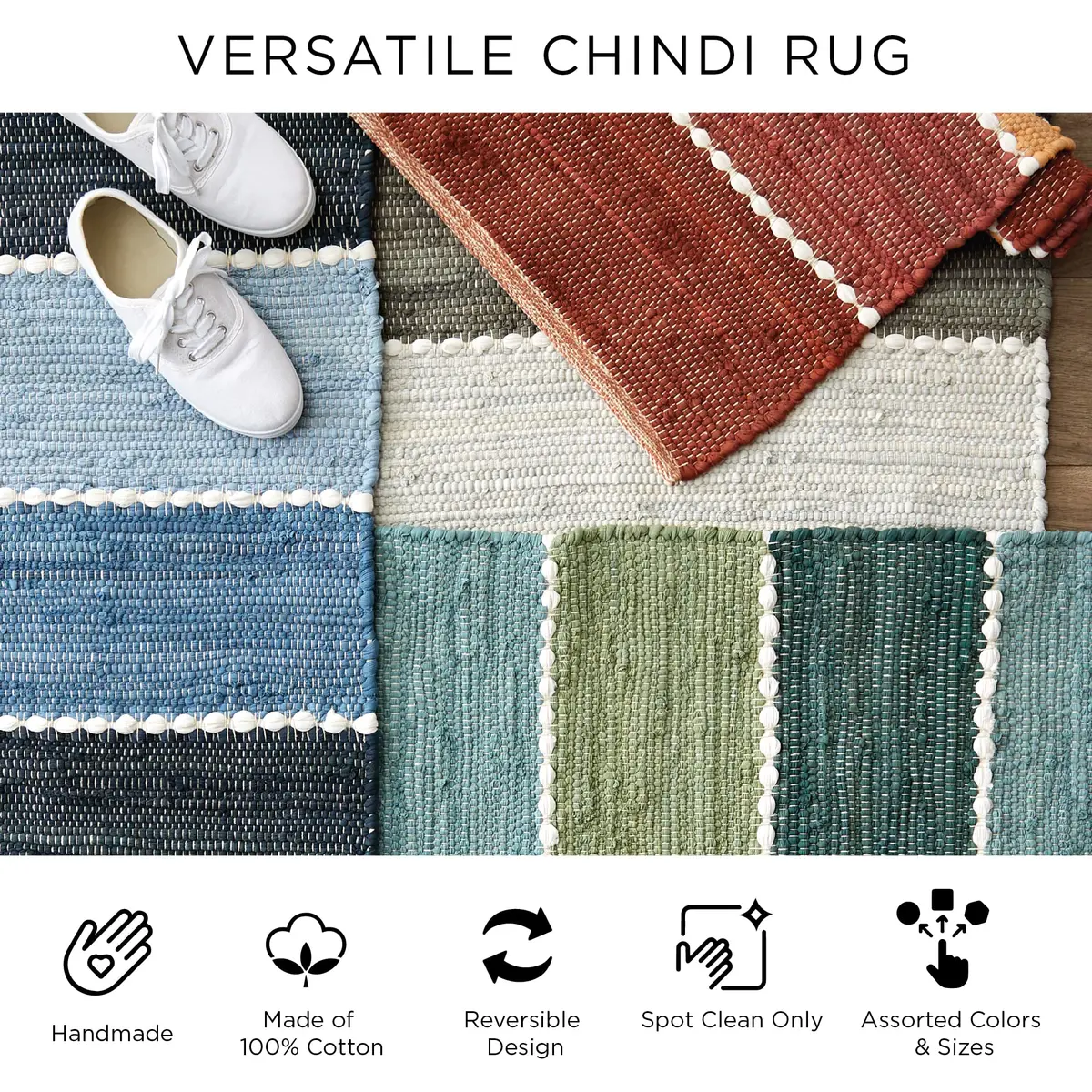 DII Chindi Home Collection Handwoven Multicolor Area Rag Rug, 0.61m x 0.91m | Trendy Cotton Rug for Home (70-120 chars) - view 7