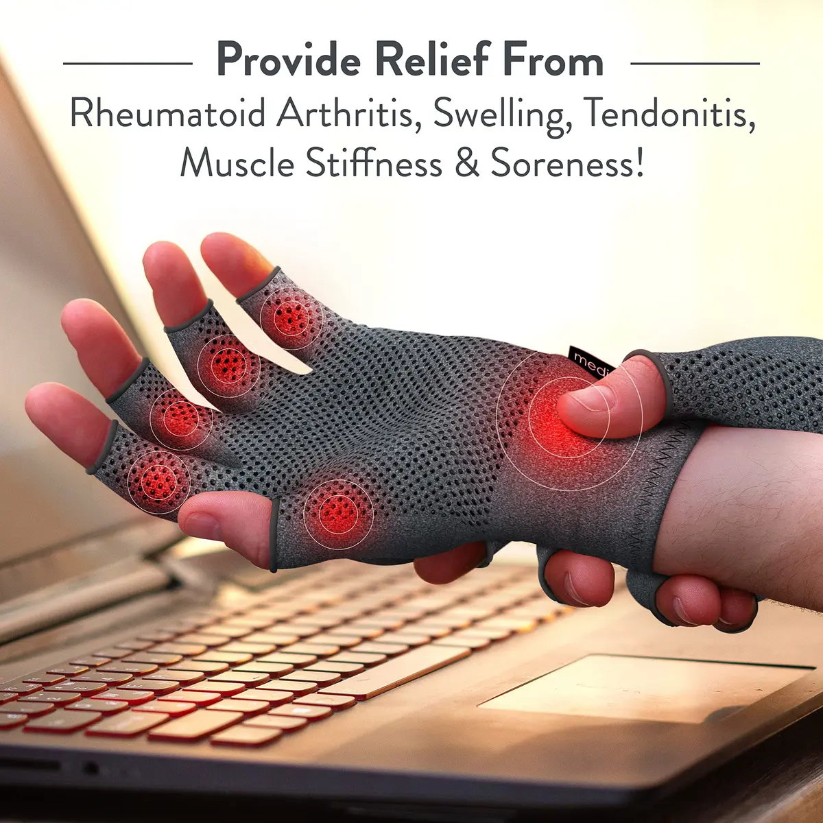 Medipaq Compression Gloves Large - Fingerless for Women & Men | Pain Relief & Support - view 5
