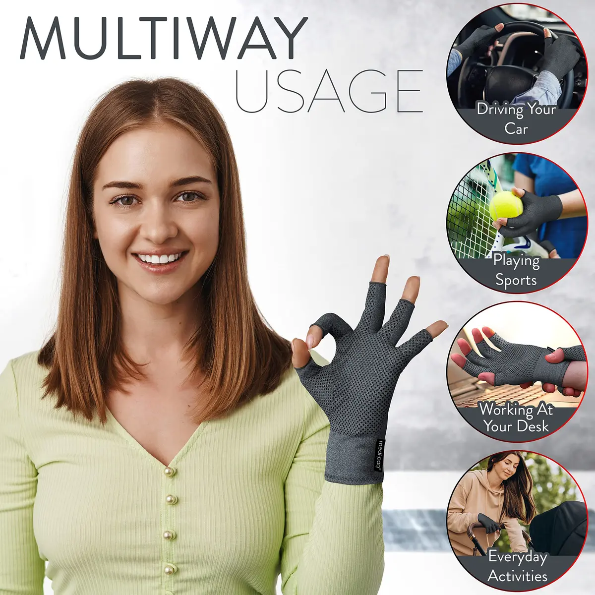 Medipaq Compression Gloves Large - Fingerless for Women & Men | Pain Relief & Support - view 7