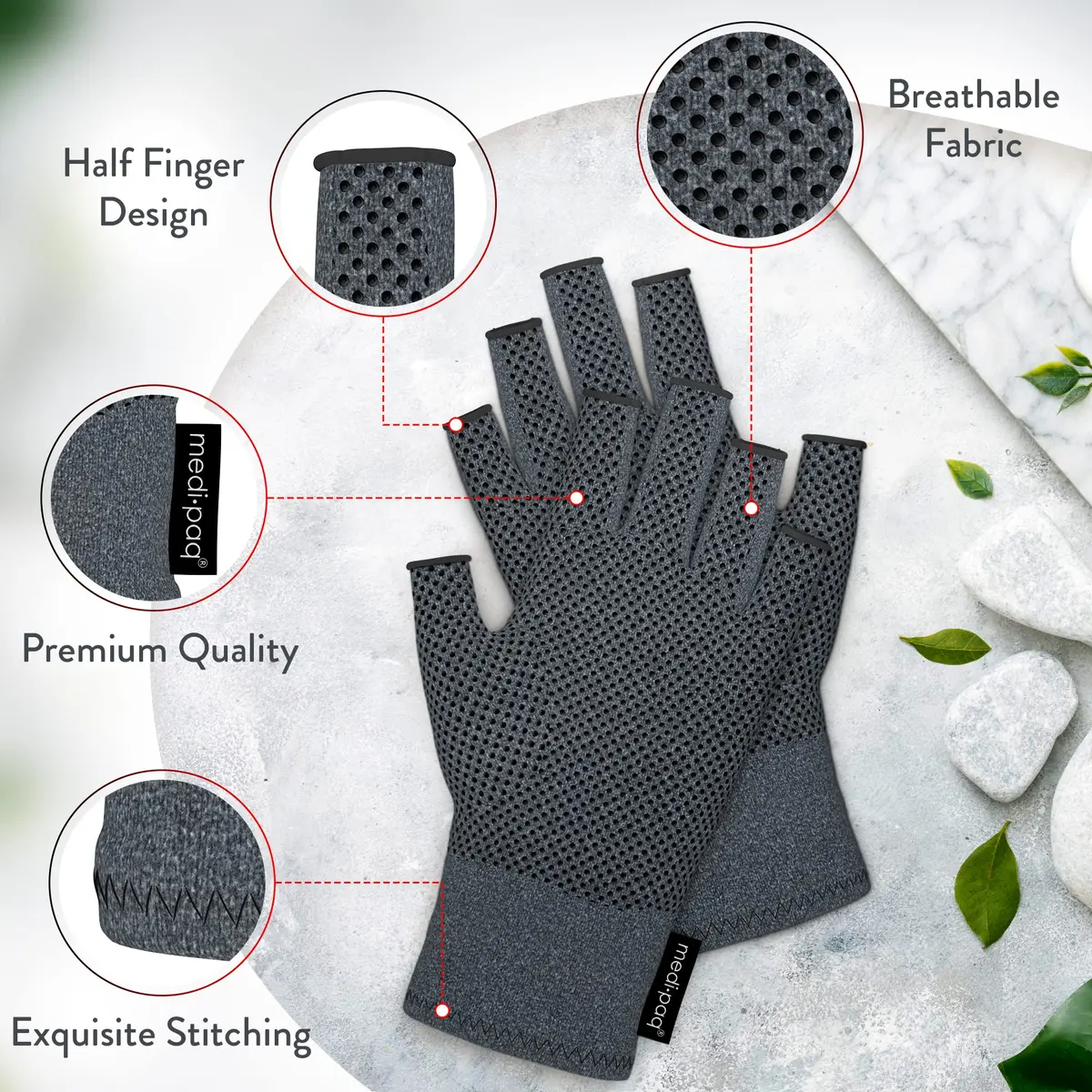 Medipaq Compression Gloves Large - Fingerless for Women & Men | Pain Relief & Support - view 2