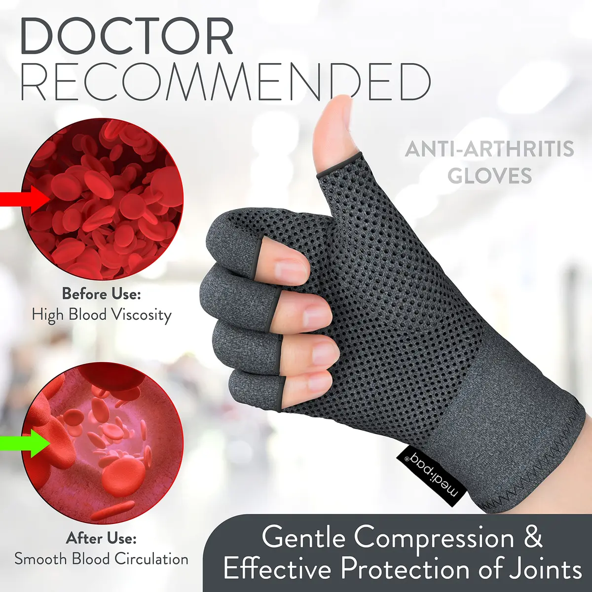 Medipaq Compression Gloves Large - Fingerless for Women & Men | Pain Relief & Support - view 3