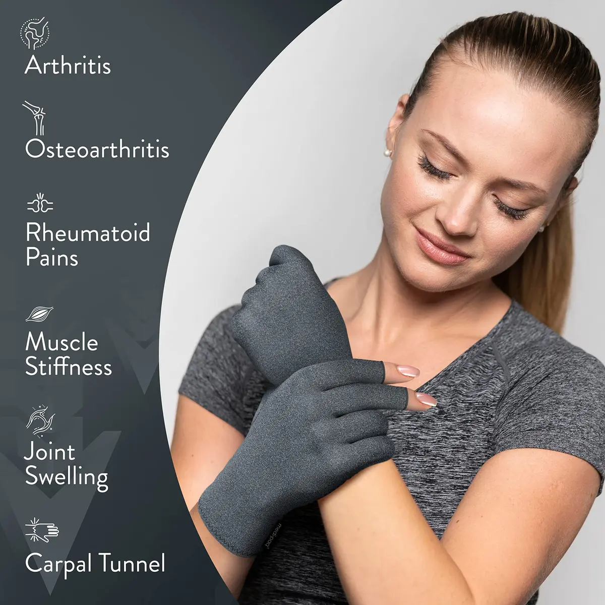 Medipaq Compression Gloves Large - Fingerless for Women & Men | Pain Relief & Support - view 4