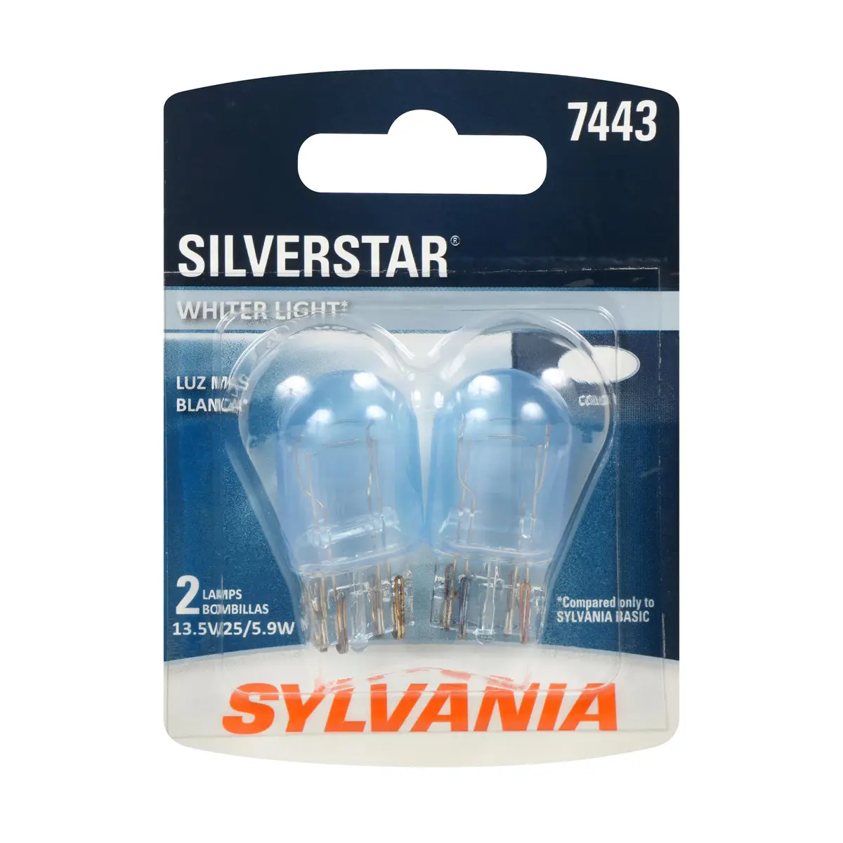 SYLVANIA SilverStar Mini Bulb 7443 | Whiter Light, Long-Lasting, 12V 24.98W - main product image