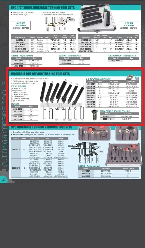 HHIP 2002-0013 7 Piece 1/2 Inch Indexable Cut Off & Turning Tool Set | Carbide Inserts & Multi-Purpose - view 5