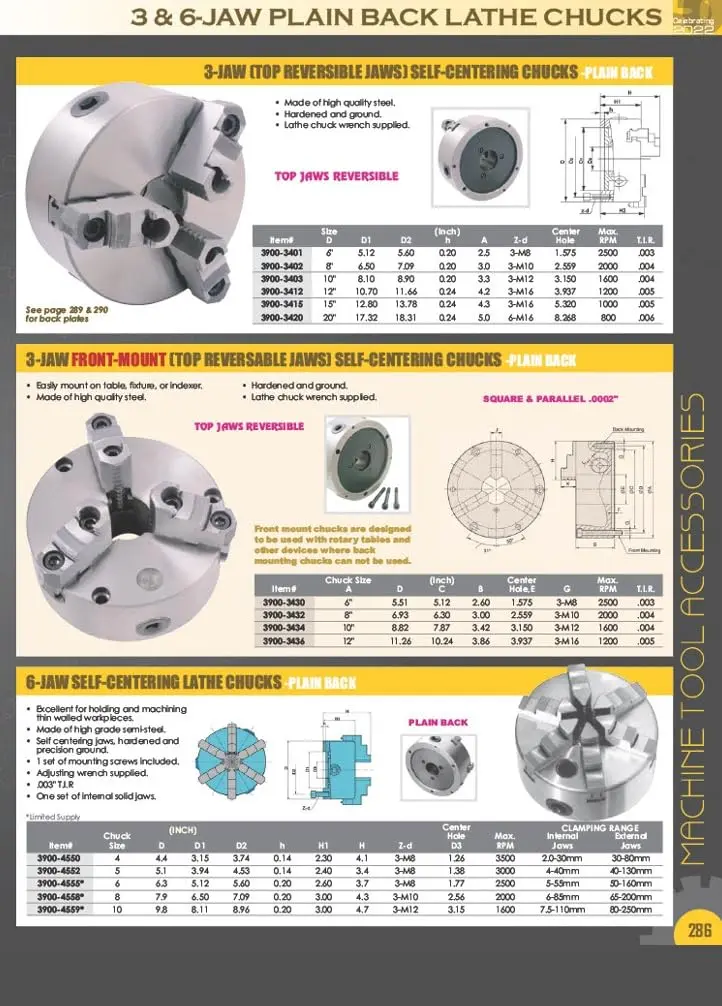 HHIP 3900-0031 3 Inch 3-Jaw Lathe Chuck, Plain Back | High-Quality Semi-Steel, Hardened & Ground - view 9
