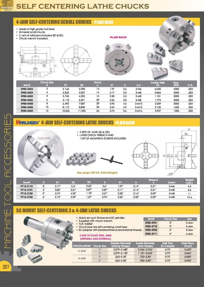 HHIP 3900-0031 3 Inch 3-Jaw Lathe Chuck, Plain Back | High-Quality Semi-Steel, Hardened & Ground - view 10