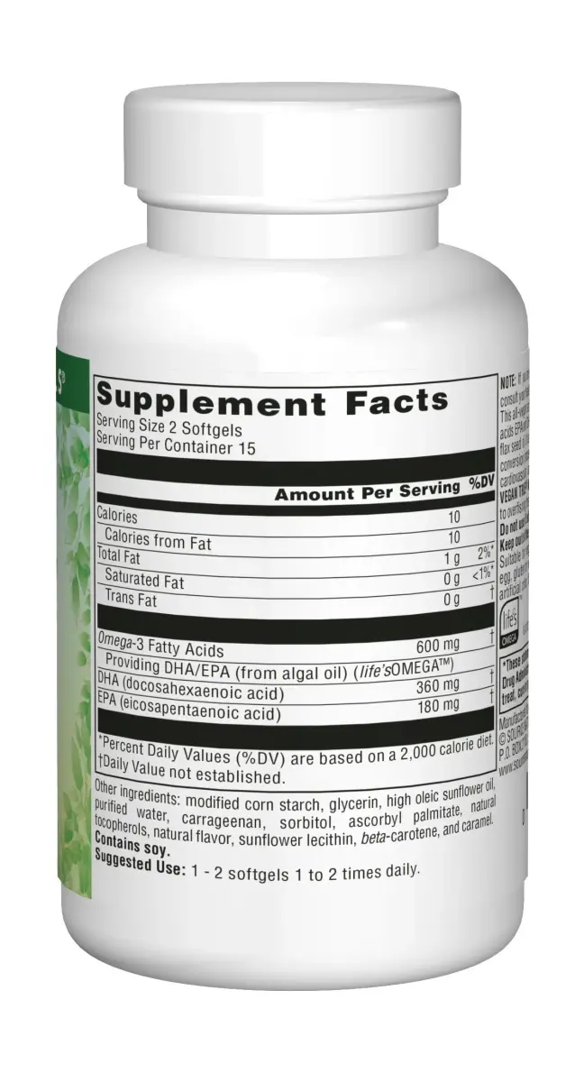 Source Naturals Vegan True Non-Fish Omega-3s 300mg 30 Softgels | EPA & DHA for Brain Health Support - view 4