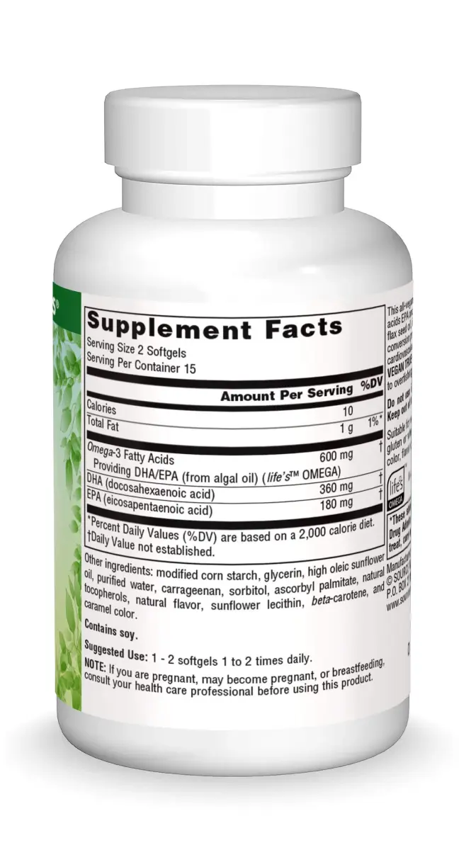 Source Naturals Vegan True Non-Fish Omega-3s 300mg 30 Softgels | EPA & DHA for Brain Health Support - view 3