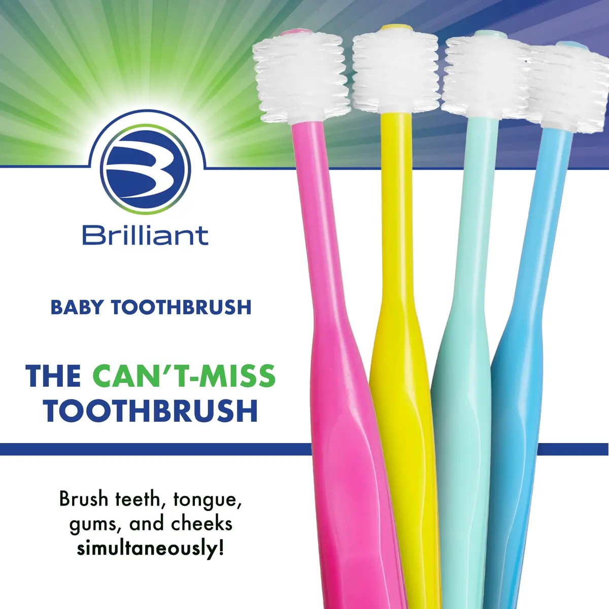 Brilliant Baby Toothbrush with Soft Bristles & Round Head | Toddler Approved, Ages 0-2, Blue - view 2