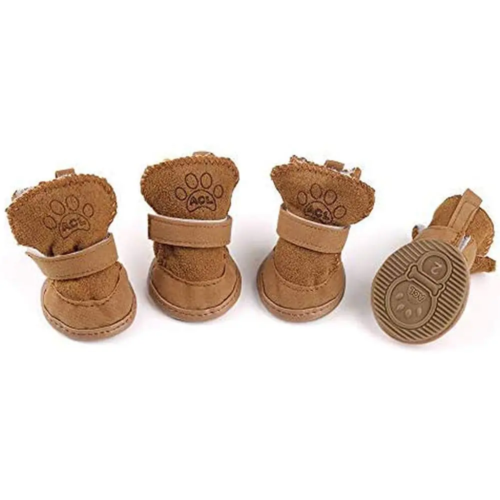 URBEST Dog Shoes with Hook & Loop Closure 4# | Non-Slip Plush Rubber Pet Booties for Small Dogs - main product image