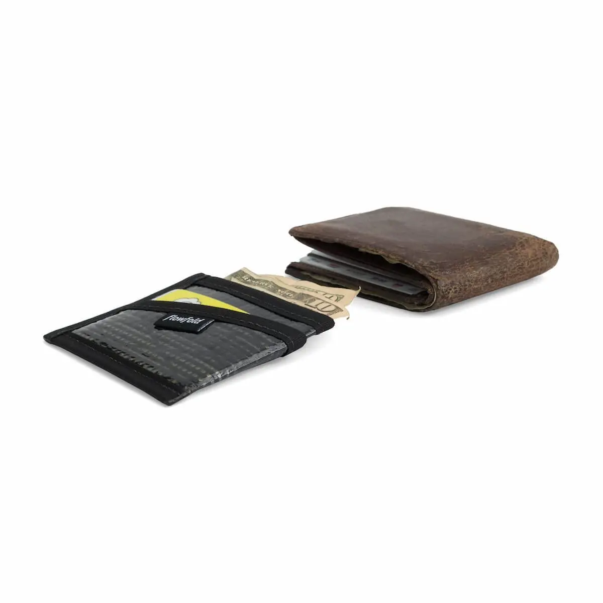 Flowfold Recycled Sailcloth Wallets - 3 Pocket Card Holder Slim Wallet Made in USA (Black Sailcloth) | Minimalist, Durable & Water-Resistant - view 7