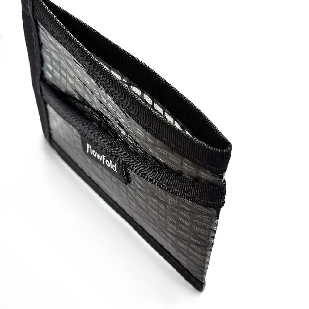 Flowfold Recycled Sailcloth Wallets - 3 Pocket Card Holder Slim Wallet Made in USA (Black Sailcloth) | Minimalist, Durable & Water-Resistant - view 8