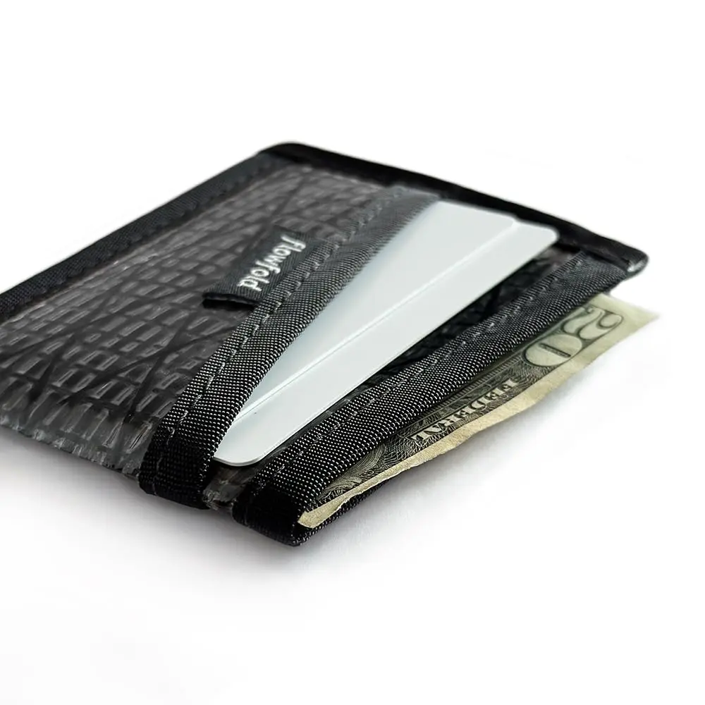 Flowfold Recycled Sailcloth Wallets - 3 Pocket Card Holder Slim Wallet Made in USA (Black Sailcloth) | Minimalist, Durable & Water-Resistant - view 9