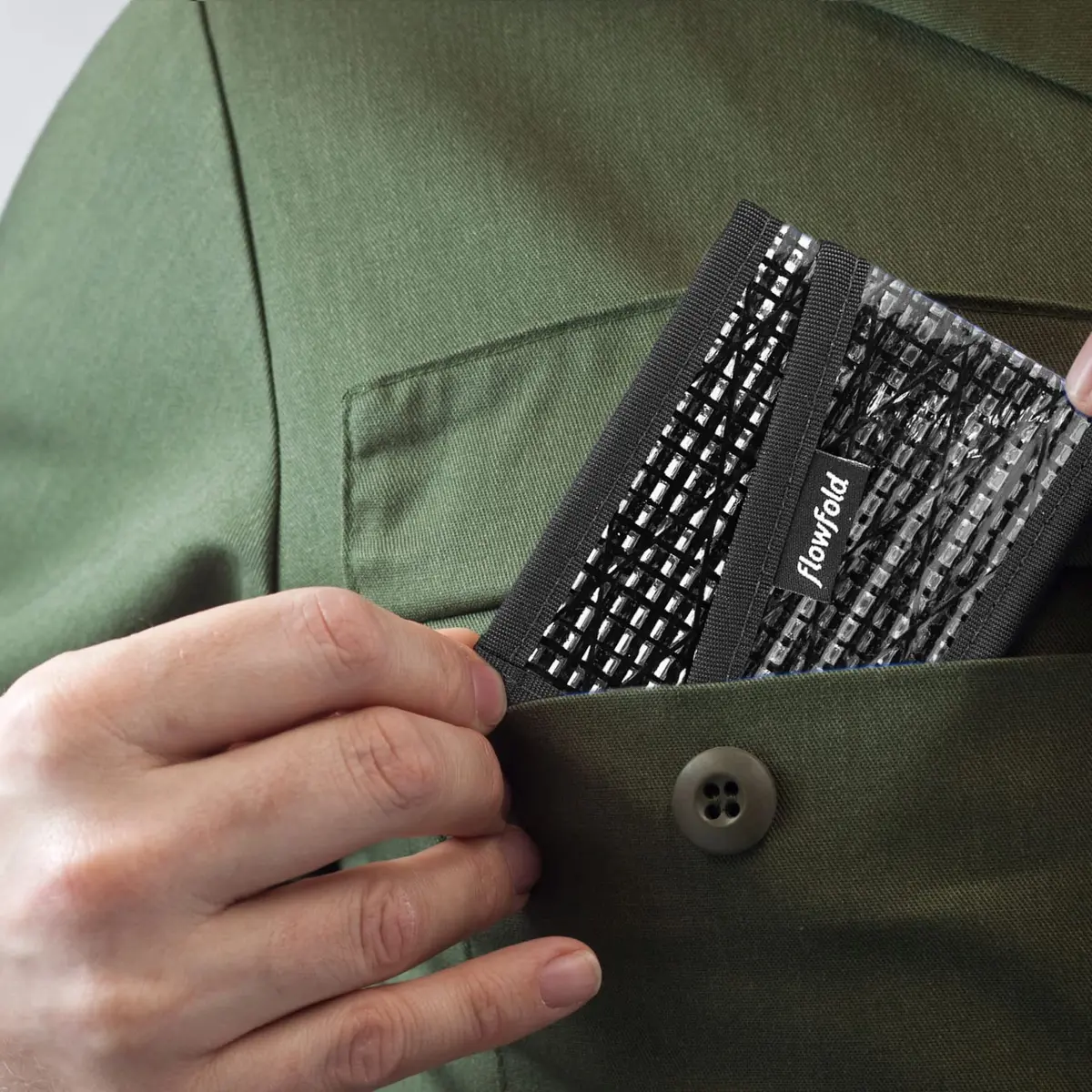 Flowfold Recycled Sailcloth Wallets - 3 Pocket Card Holder Slim Wallet Made in USA (Black Sailcloth) | Minimalist, Durable & Water-Resistant - view 3