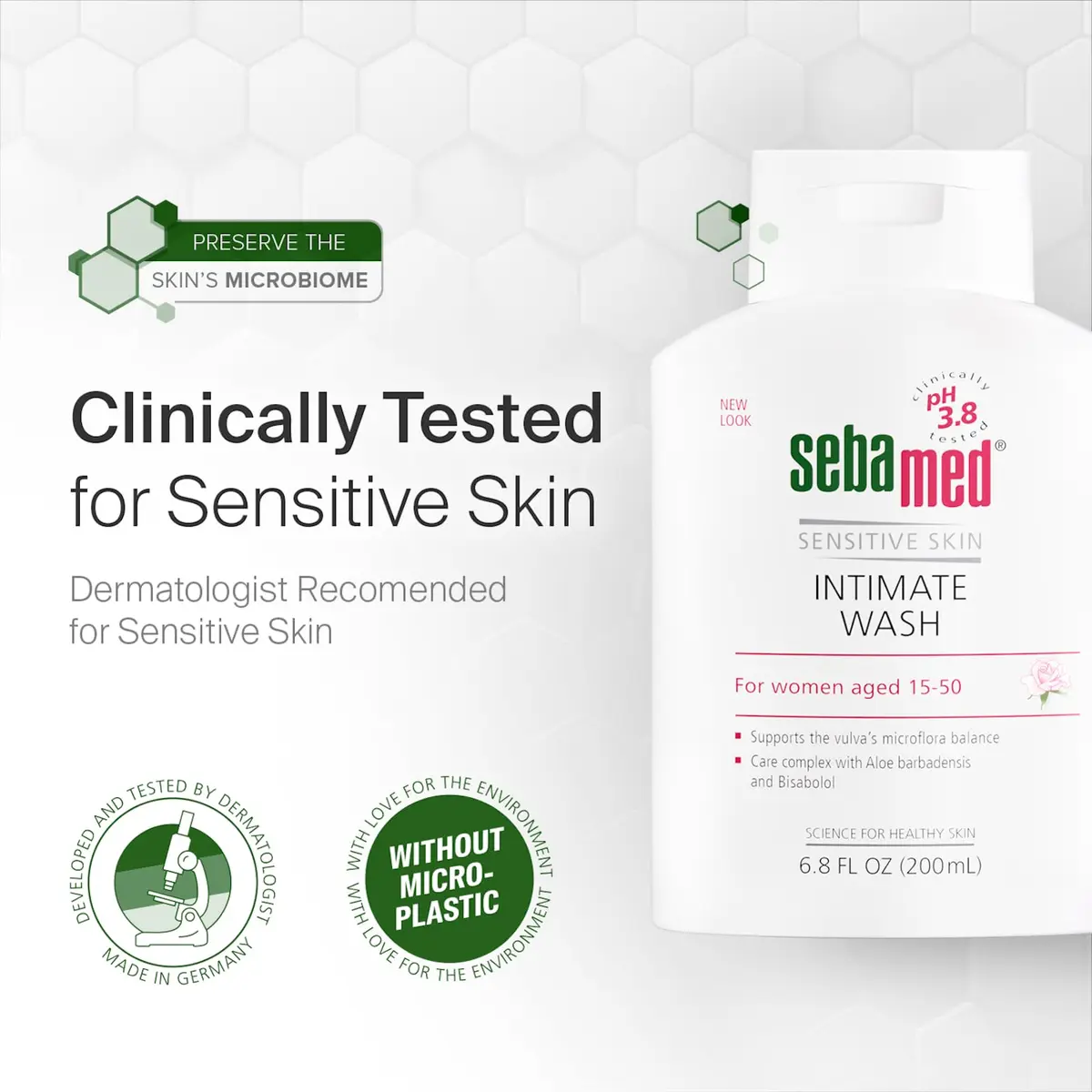SEBAMED Feminine Intimate Wash pH 3.8 Balance With Aloe Vera 200 mL | Gentle Organic Feminine Hygiene - view 6