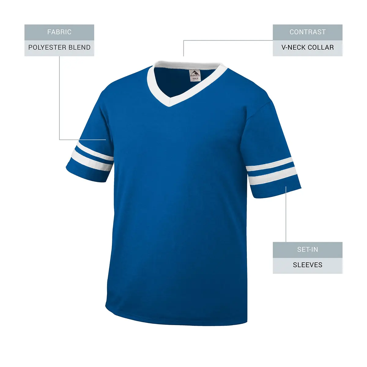 Augusta Sportswear Mens Sleeve Stripe Jersey 3X-Large | Contrast Sleeve Stripes, V-Neck, 50/50 Polyester Cotton - view 8