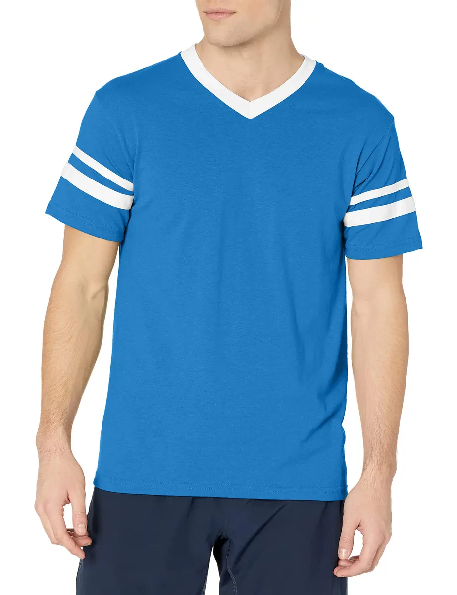 Augusta Sportswear Mens Sleeve Stripe Jersey 3X-Large | Contrast Sleeve Stripes, V-Neck, 50/50 Polyester Cotton - view 4