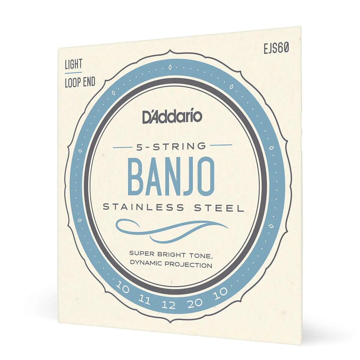 D'Addario Banjo Strings, Stainless Steel, EJS60 Light Gauge 10-20, 5-String Set | Bright Tone, Smooth Feel - main product image