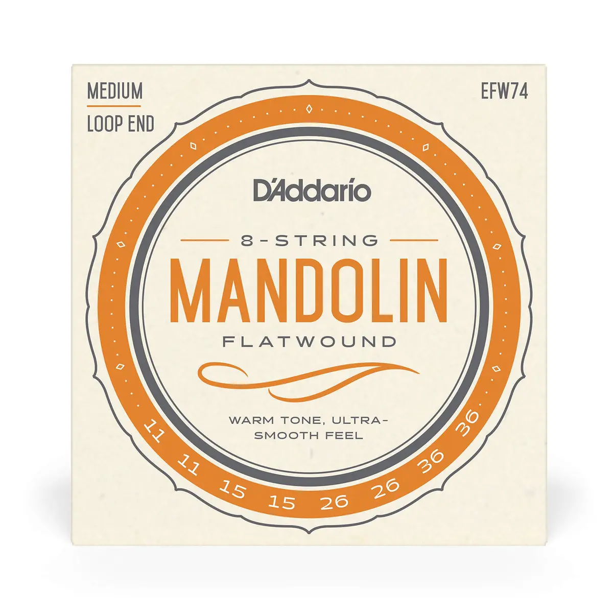 D'Addario EFW74 Phosphor Bronze Flatwound Mandolin Strings, Medium, 11-36 | Authentic USA Import - view 2