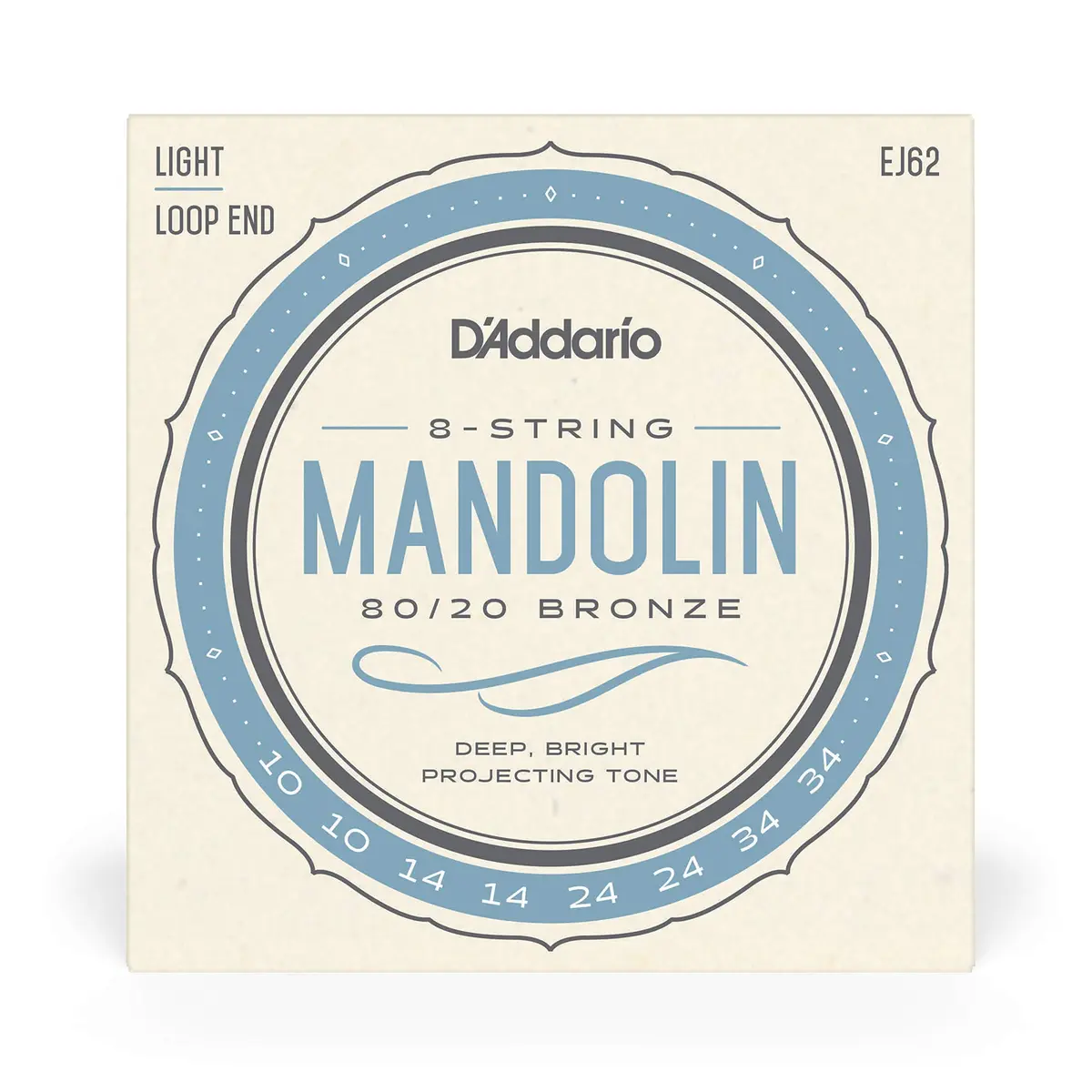 D'Addario EJ62 80/20 Bronze Mandolin Strings, Light, 10-34 | Crisp, Bright Tone for Recording - view 2