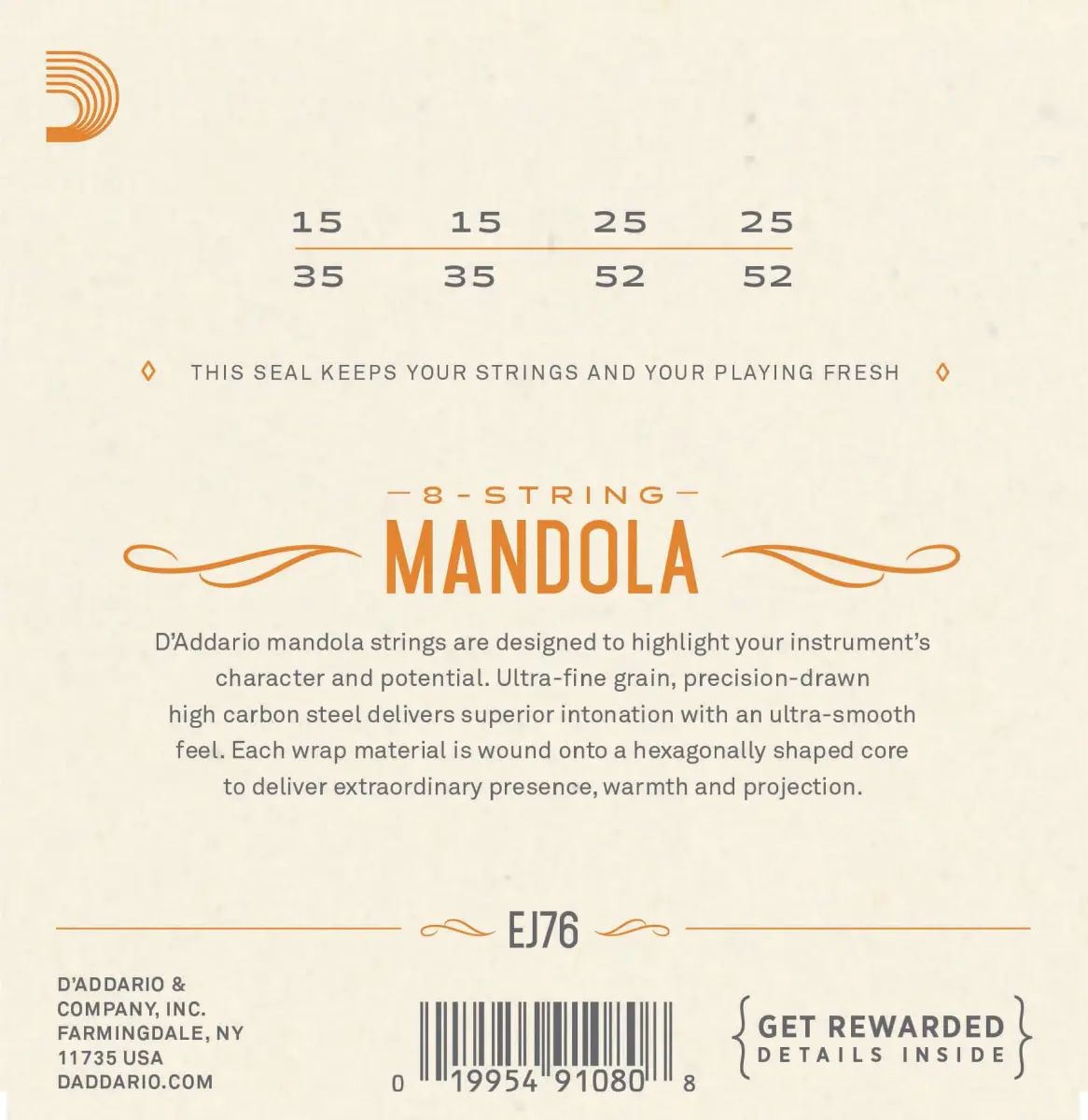 D'Addario EJ76 Phosphor Bronze Mandola Strings, Medium, 15-52 | Warm, Balanced Tone for Folk & Bluegrass - view 2