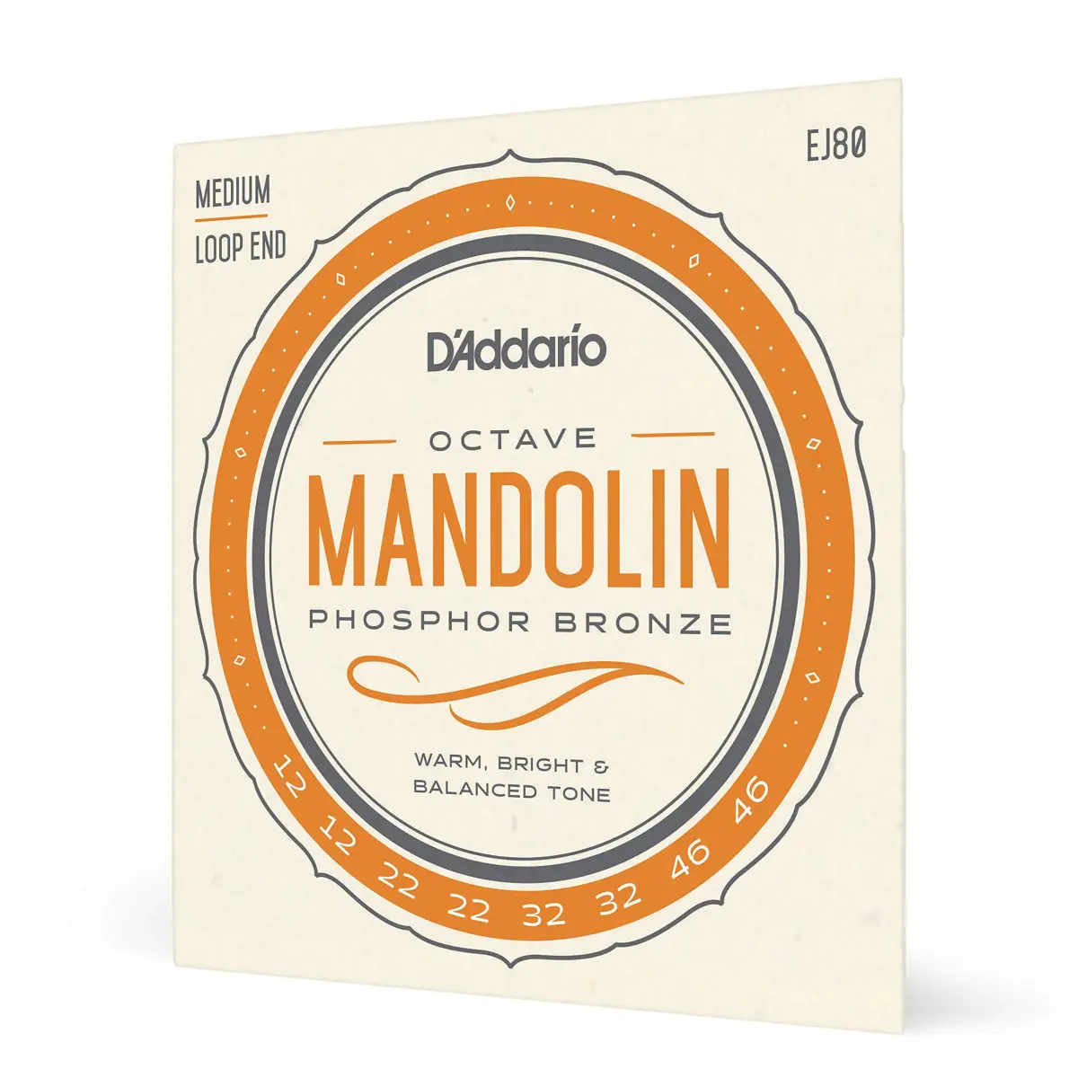D'Addario EJ80 Phosphor Bronze Octave Mandolin Strings Medium 0.27 kg (0.6 lb) | Warm, Bright Tone - main product image