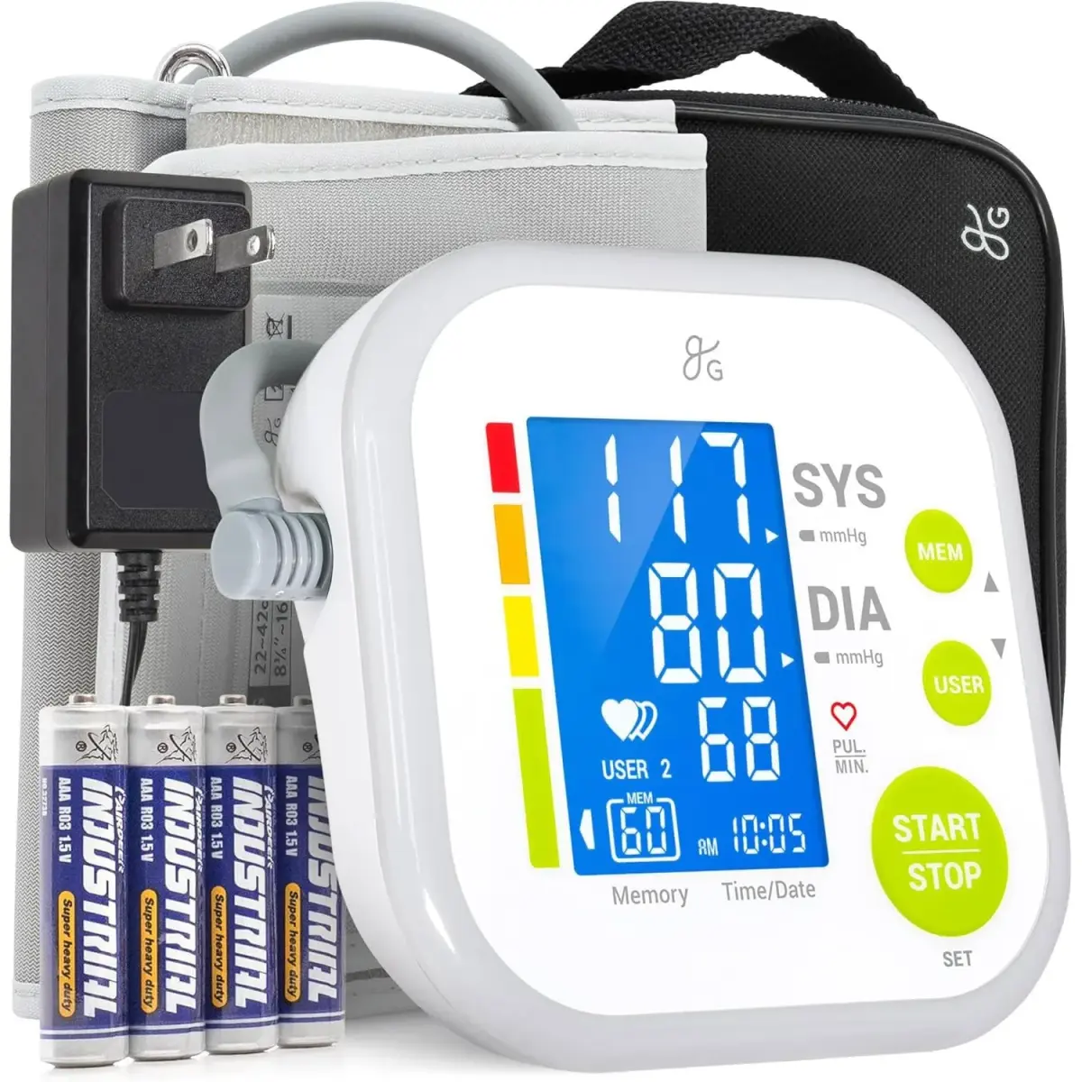 Greater Goods Automatic Arm Blood Pressure Monitor | 22-42cm Cuff, Backlit Display, 2-User Memory - main product image