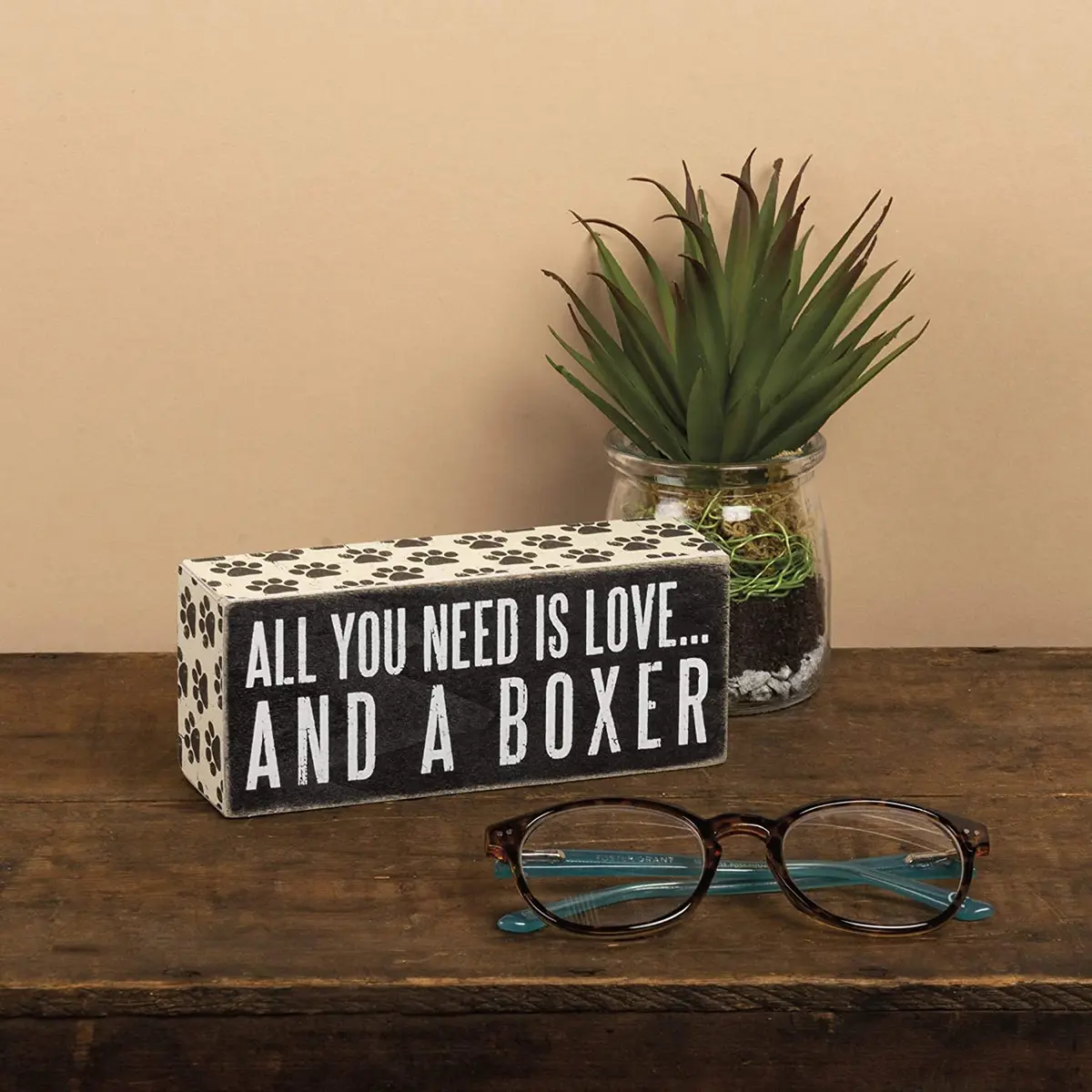 Primitives by Kathy Box Sign, Wood, 6" x 2.5" | All You Need Is Love And A Dachshund - view 3