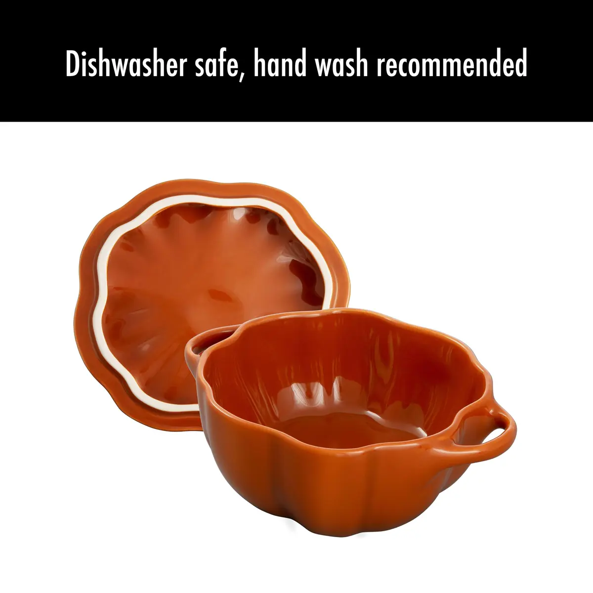 STAUB Ceramic 0.75-qt Petite Pumpkin | Oven & Stove Safe up to 572°F, Burnt Orange - view 8