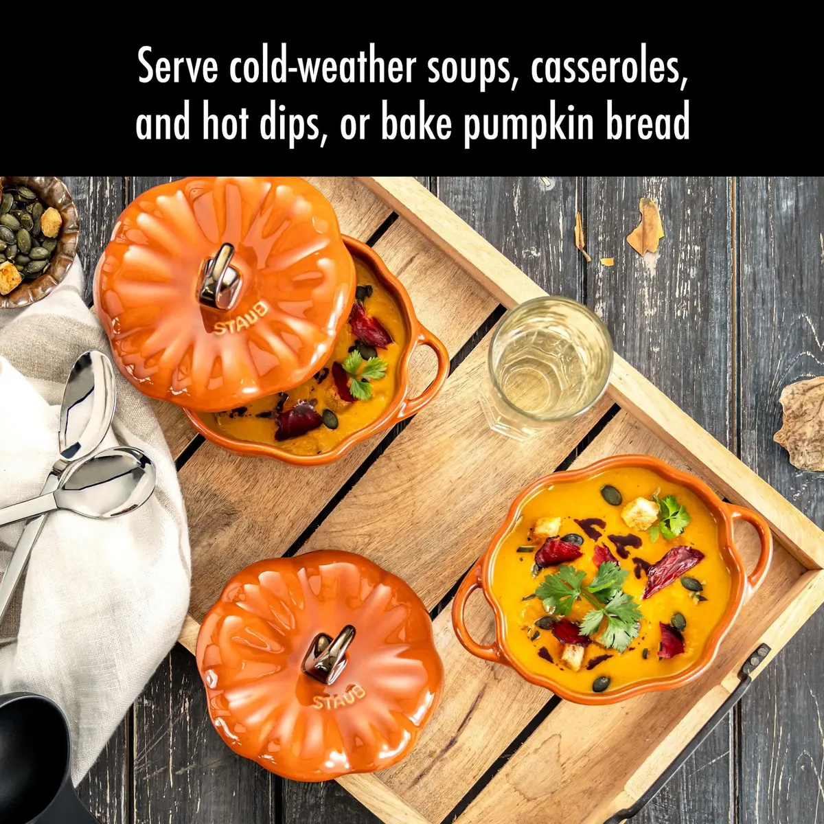 STAUB Ceramic 0.75-qt Petite Pumpkin | Oven & Stove Safe up to 572°F, Burnt Orange - view 3