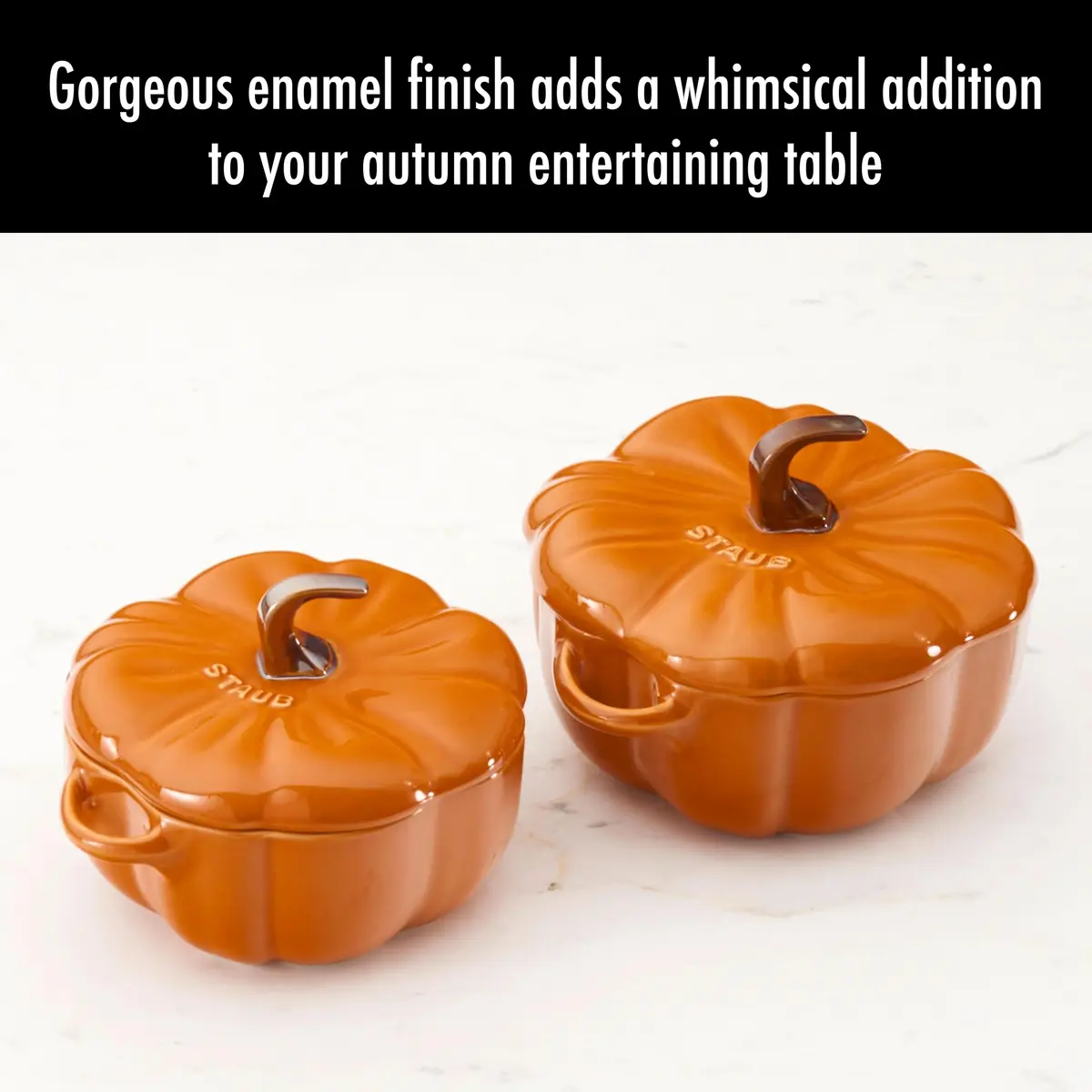 STAUB Ceramic 0.75-qt Petite Pumpkin | Oven & Stove Safe up to 572°F, Burnt Orange - view 4