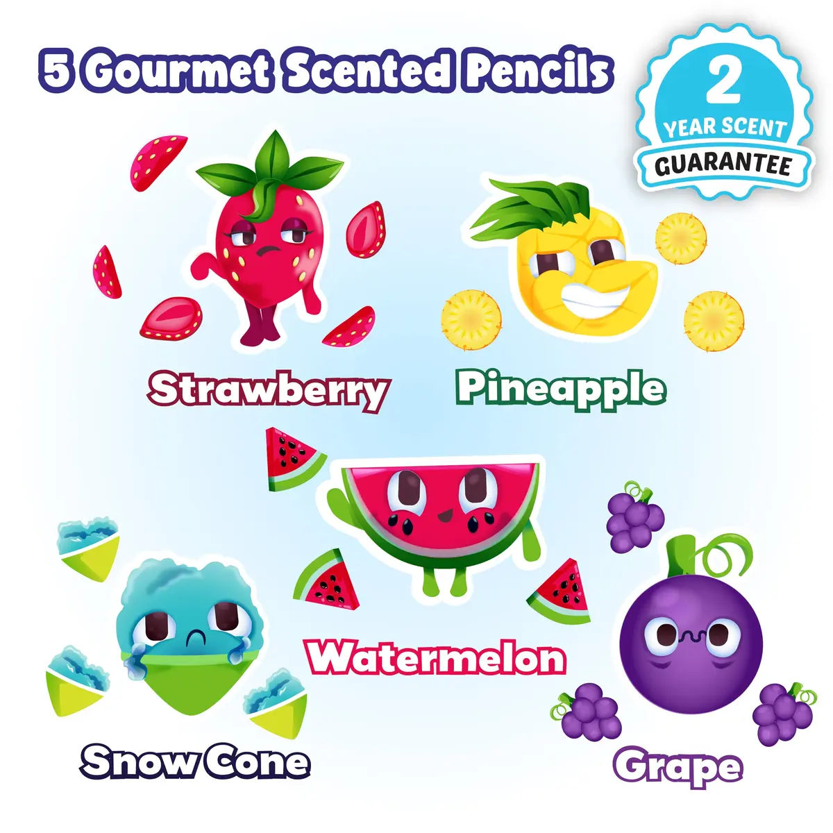 Scentco Smencils Graphite 5-Pack HB #2 Scented Pencils | Recycled Newspaper, 2-Year Scent Guarantee - view 2