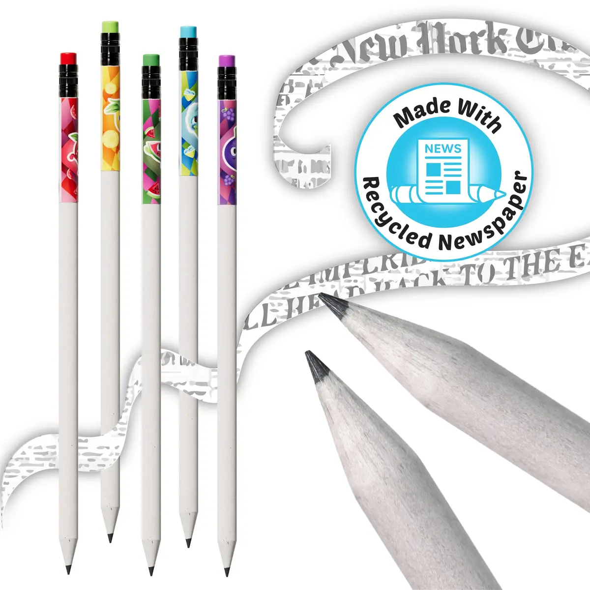 Scentco Smencils Graphite 5-Pack HB #2 Scented Pencils | Recycled Newspaper, 2-Year Scent Guarantee - view 3