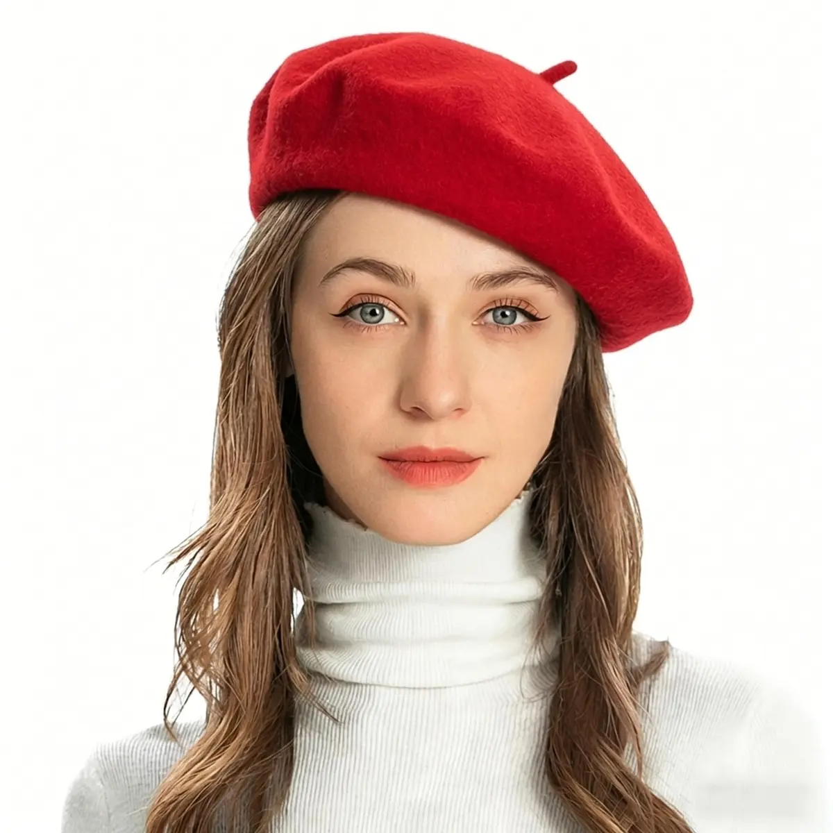 ZLYC Wool Beret Hat Classic Solid Color French Beret for Women Red | Warm, Stylish & Comfortable - main product image