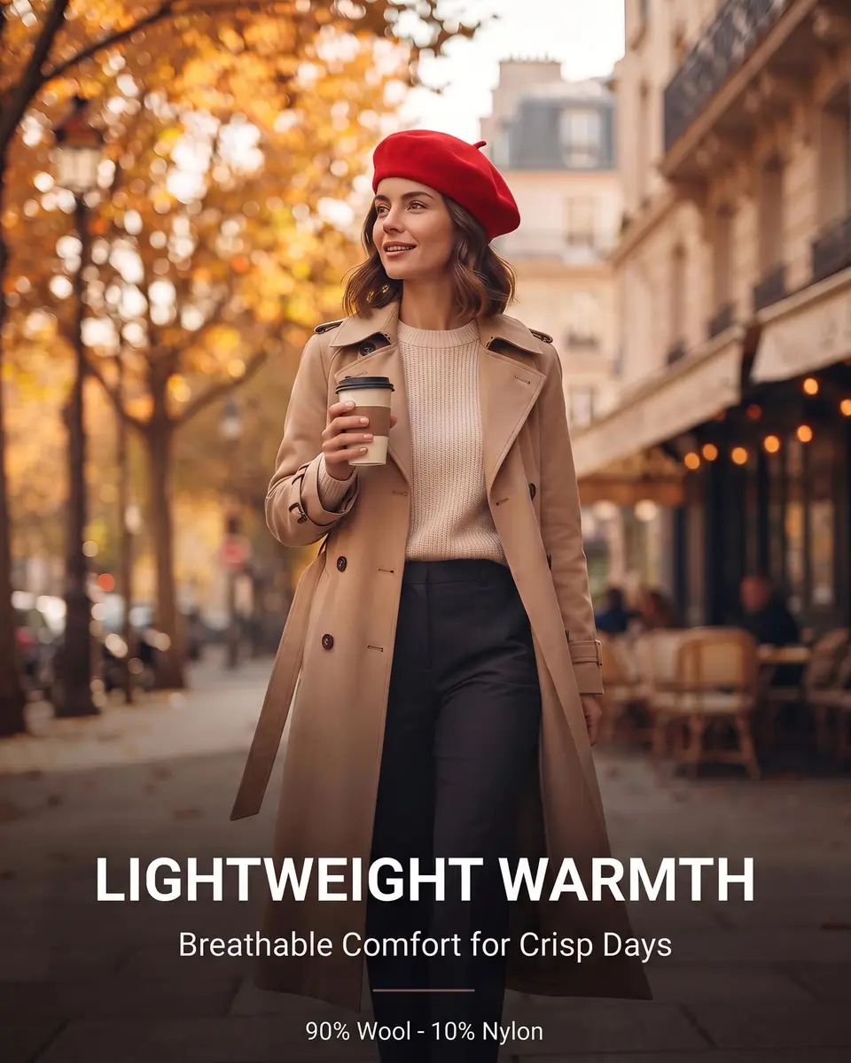 ZLYC Wool Beret Hat Classic Solid Color French Beret for Women Red | Warm, Stylish & Comfortable - view 4