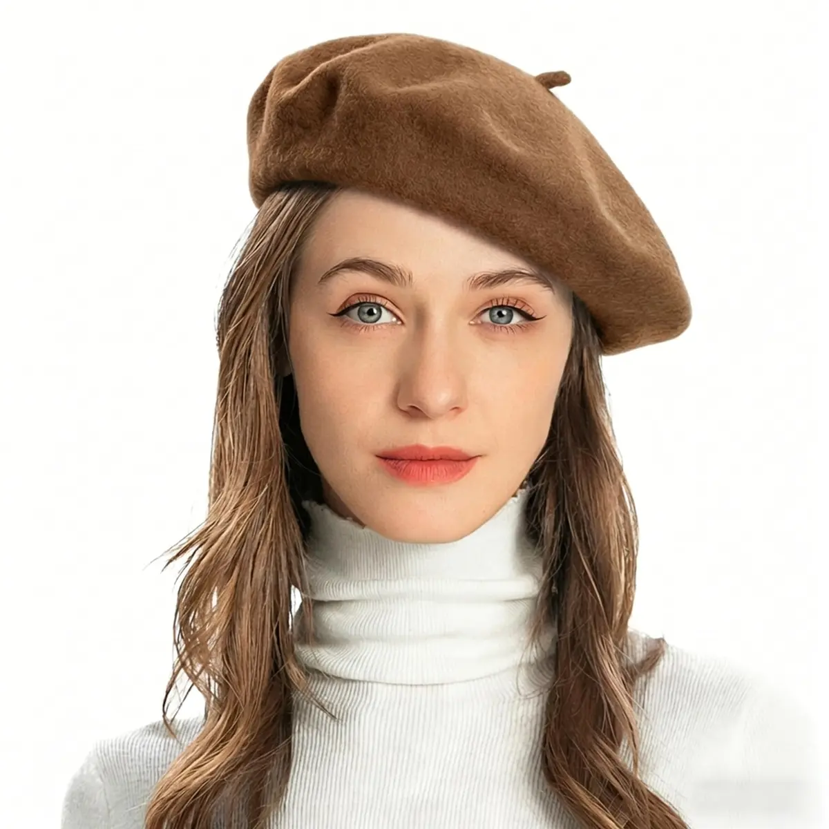 ZLYC Wool Beret Hat Classic Solid Color French Beret for Women Brown | Warm, Stylish & Comfortable - main product image