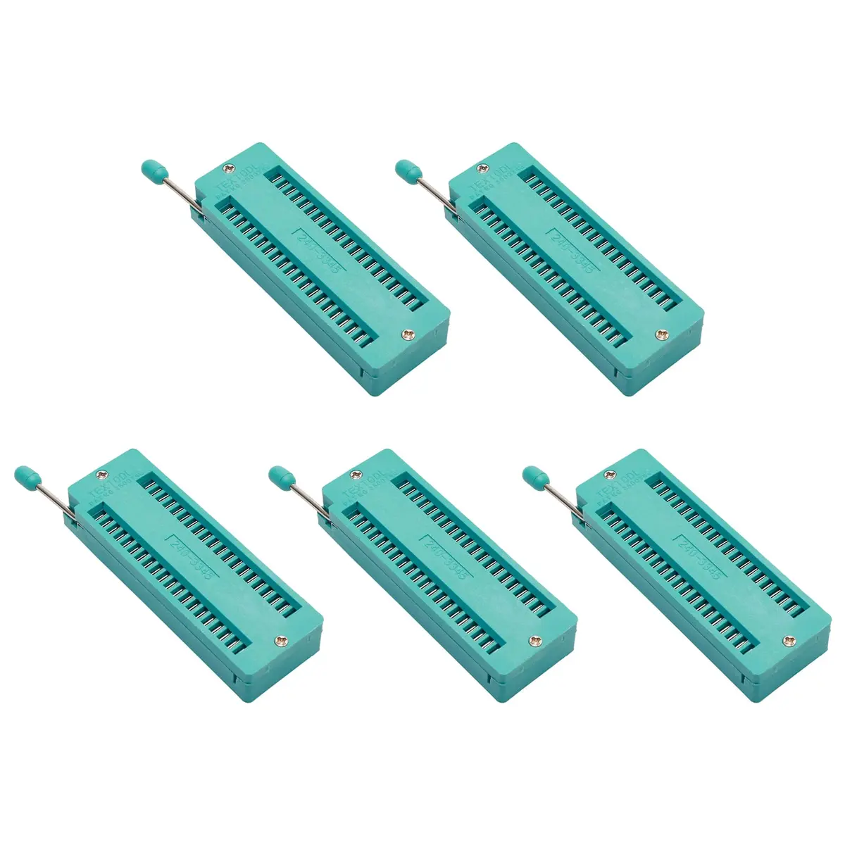 JIUWU 5Pcs 40Pin 2.54mm Test Universal ZIF IC Test Socket DIP, Green | Versatile Circuit Board Accessory - main product image